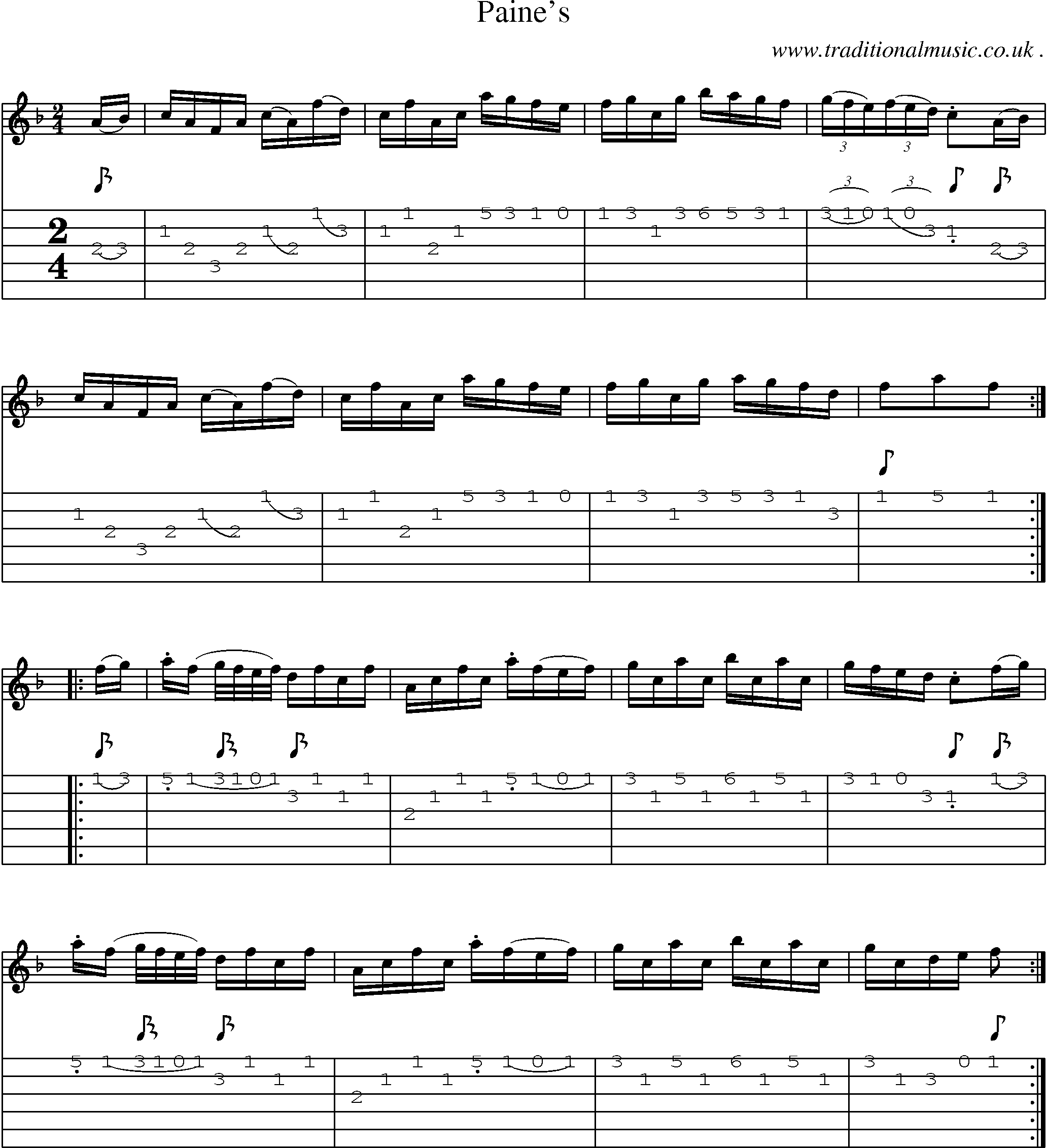 Sheet-Music and Guitar Tabs for Paines