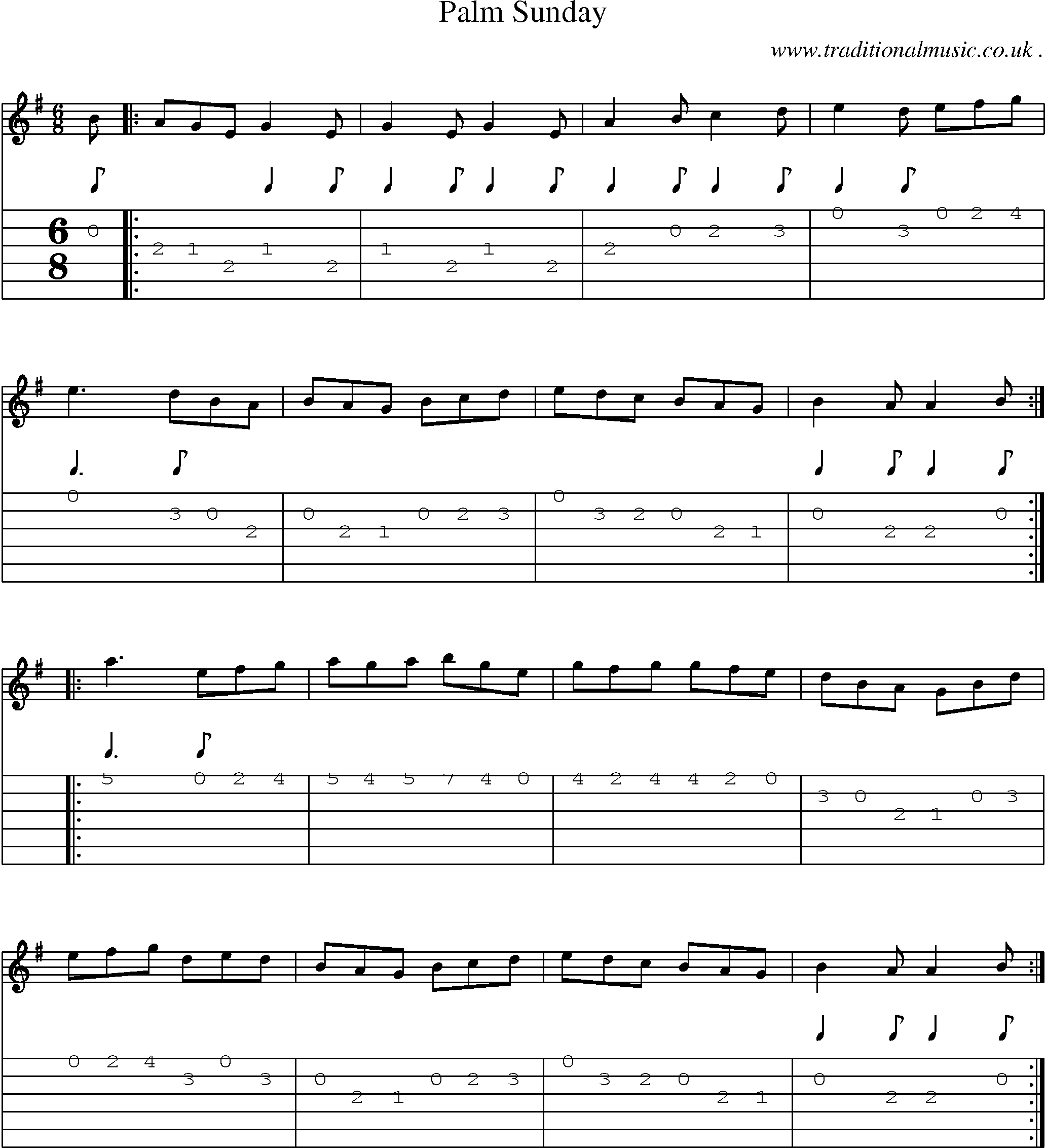Sheet-Music and Guitar Tabs for Palm Sunday