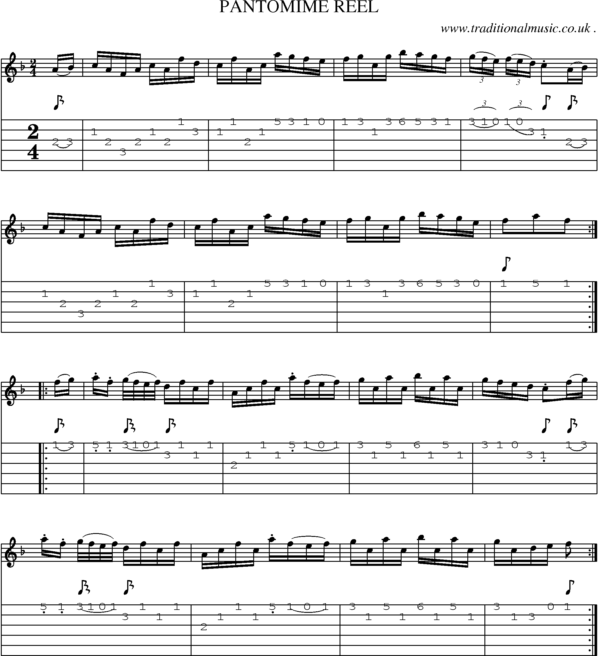 Sheet-Music and Guitar Tabs for Pantomime Reel