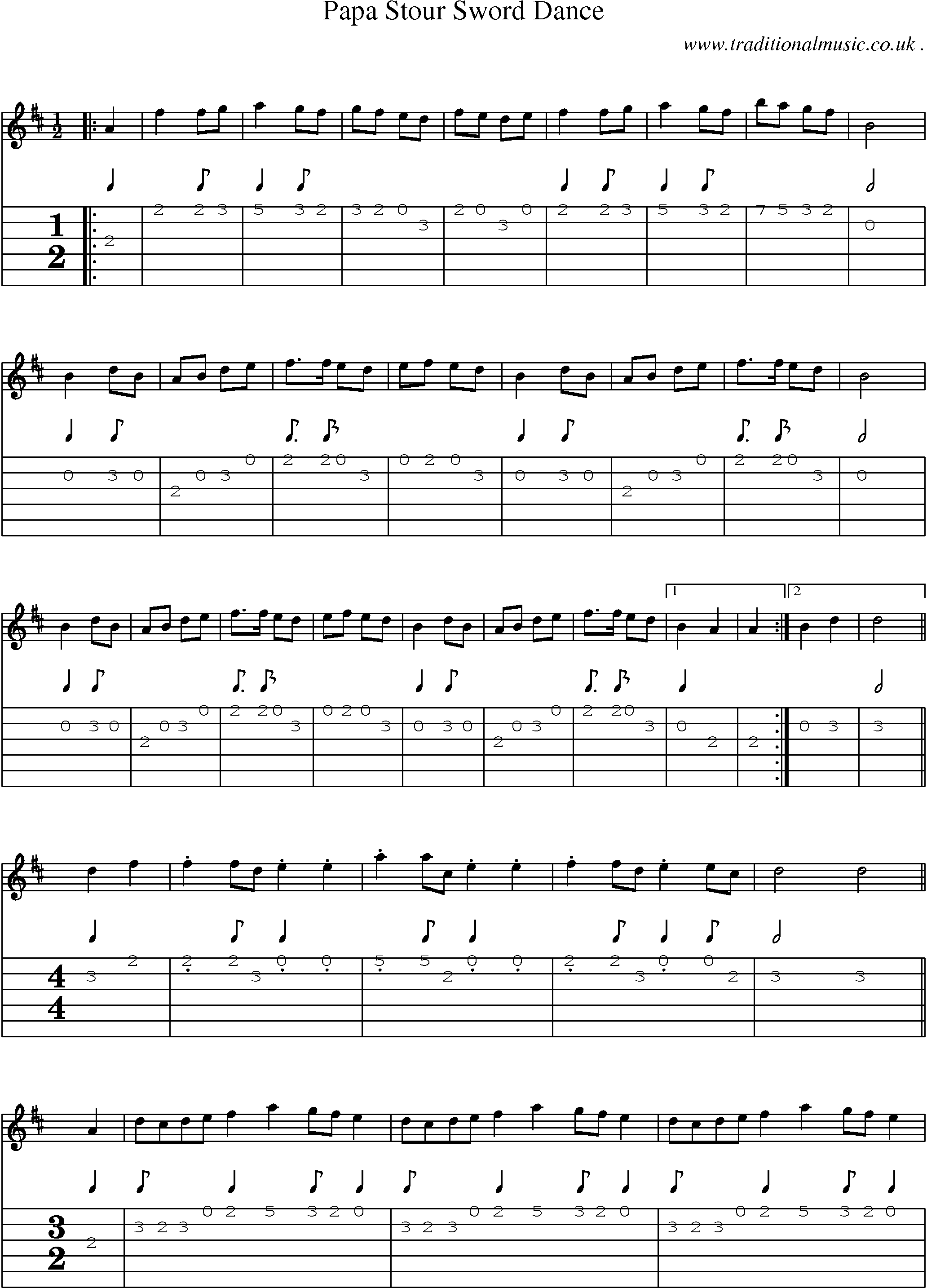 Sheet-Music and Guitar Tabs for Papa Stour Sword Dance