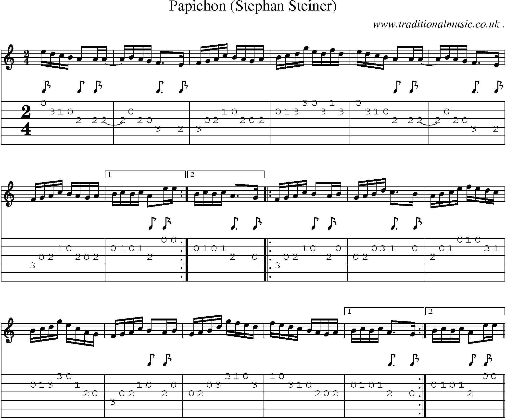 Sheet-Music and Guitar Tabs for Papichon (stephan Steiner)