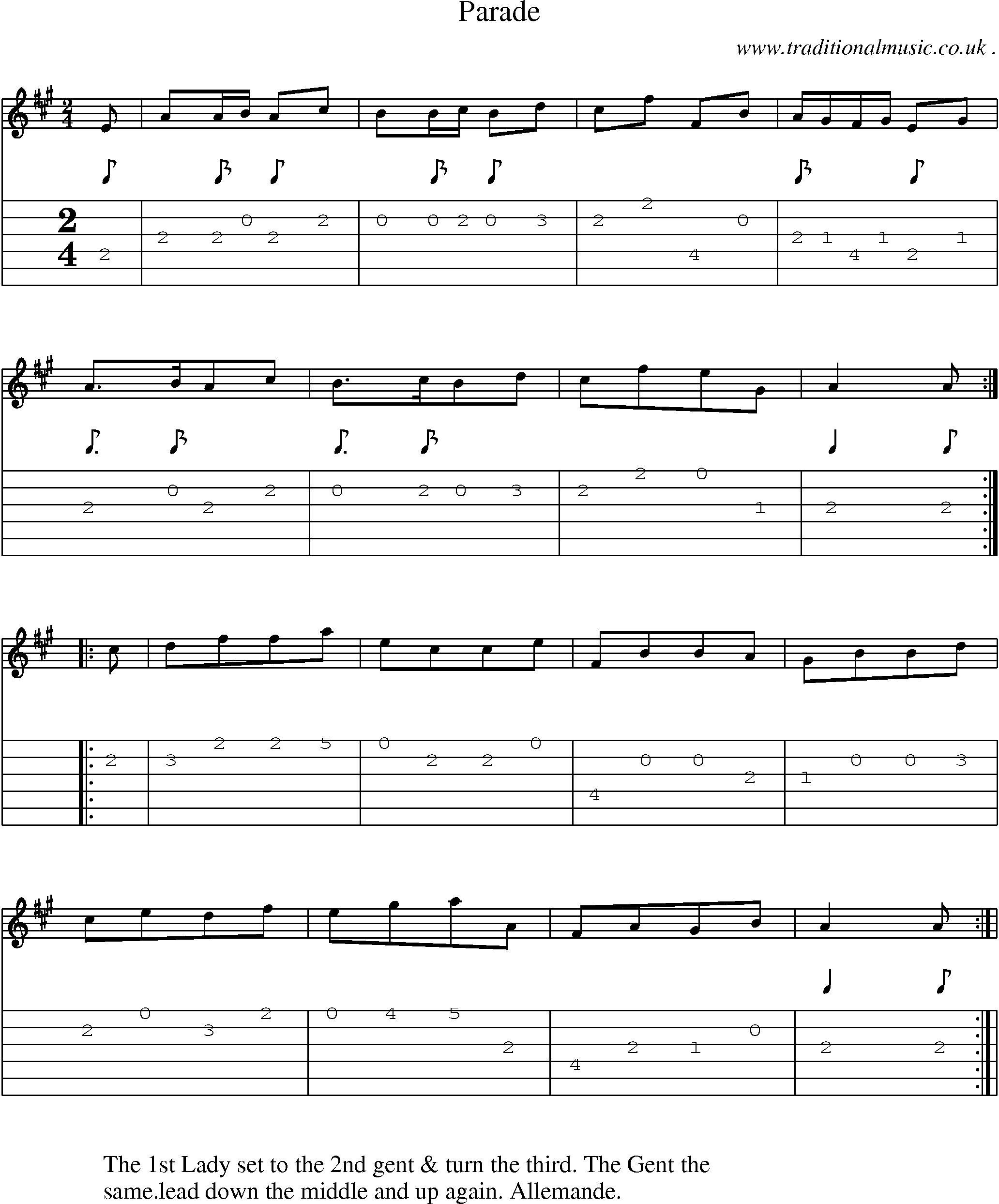 Sheet-Music and Guitar Tabs for Parade