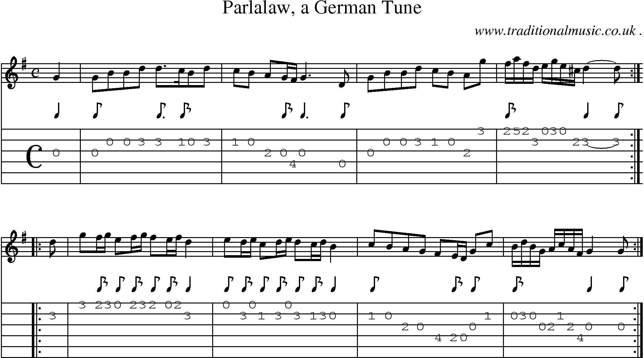 Sheet-Music and Guitar Tabs for Parlalaw A German Tune