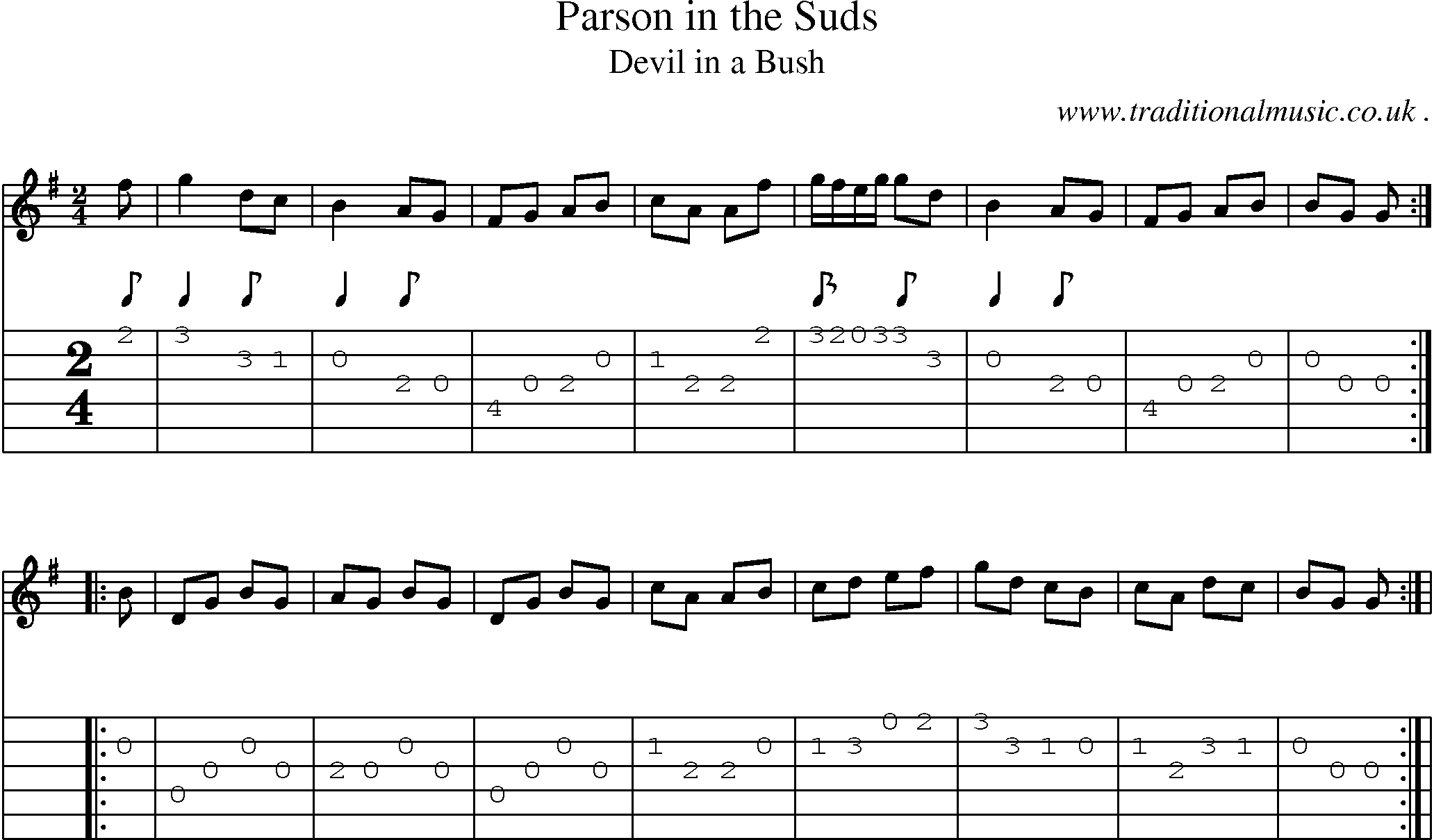 Sheet-Music and Guitar Tabs for Parson In The Suds