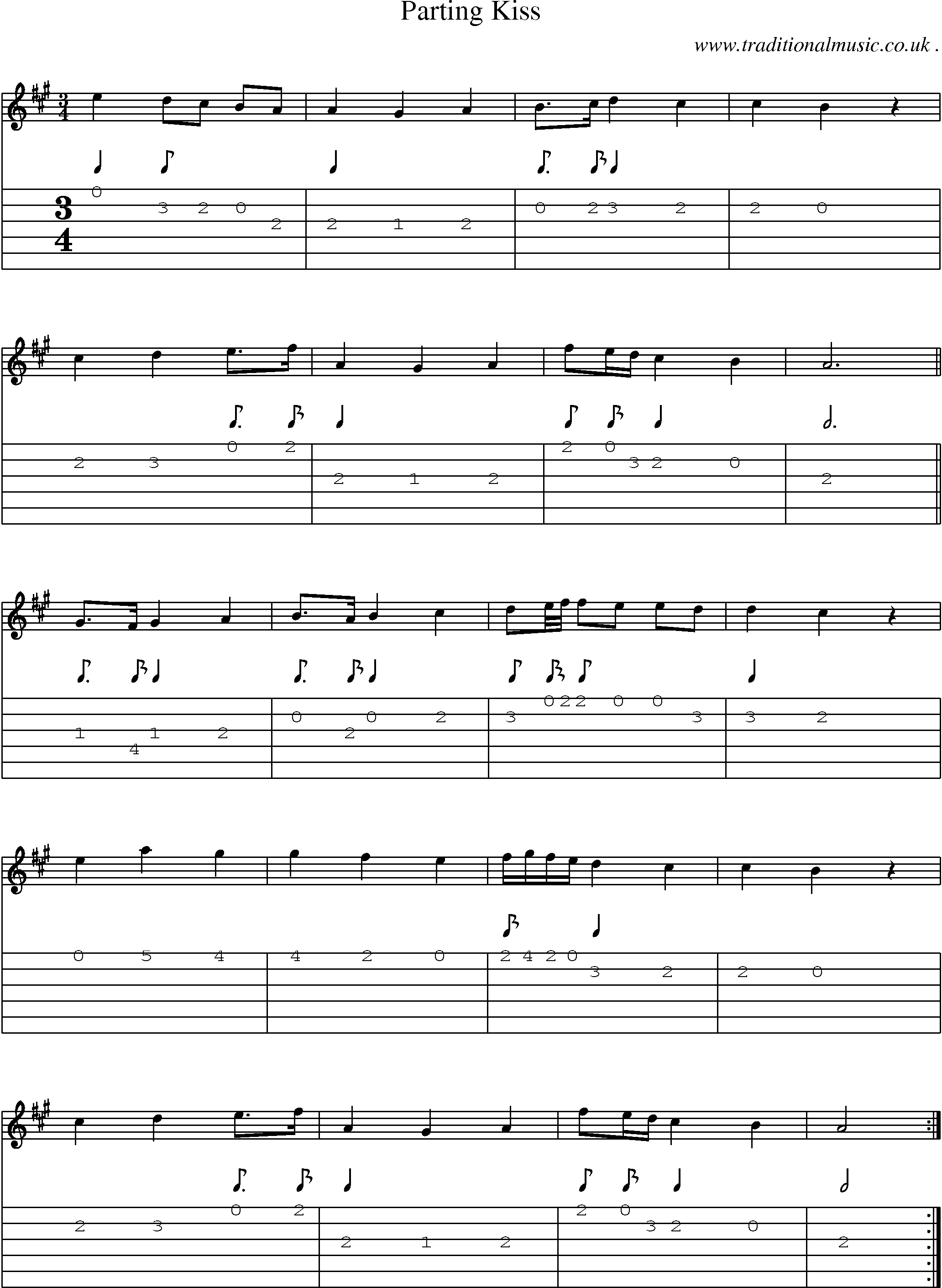 Sheet-Music and Guitar Tabs for Parting Kiss