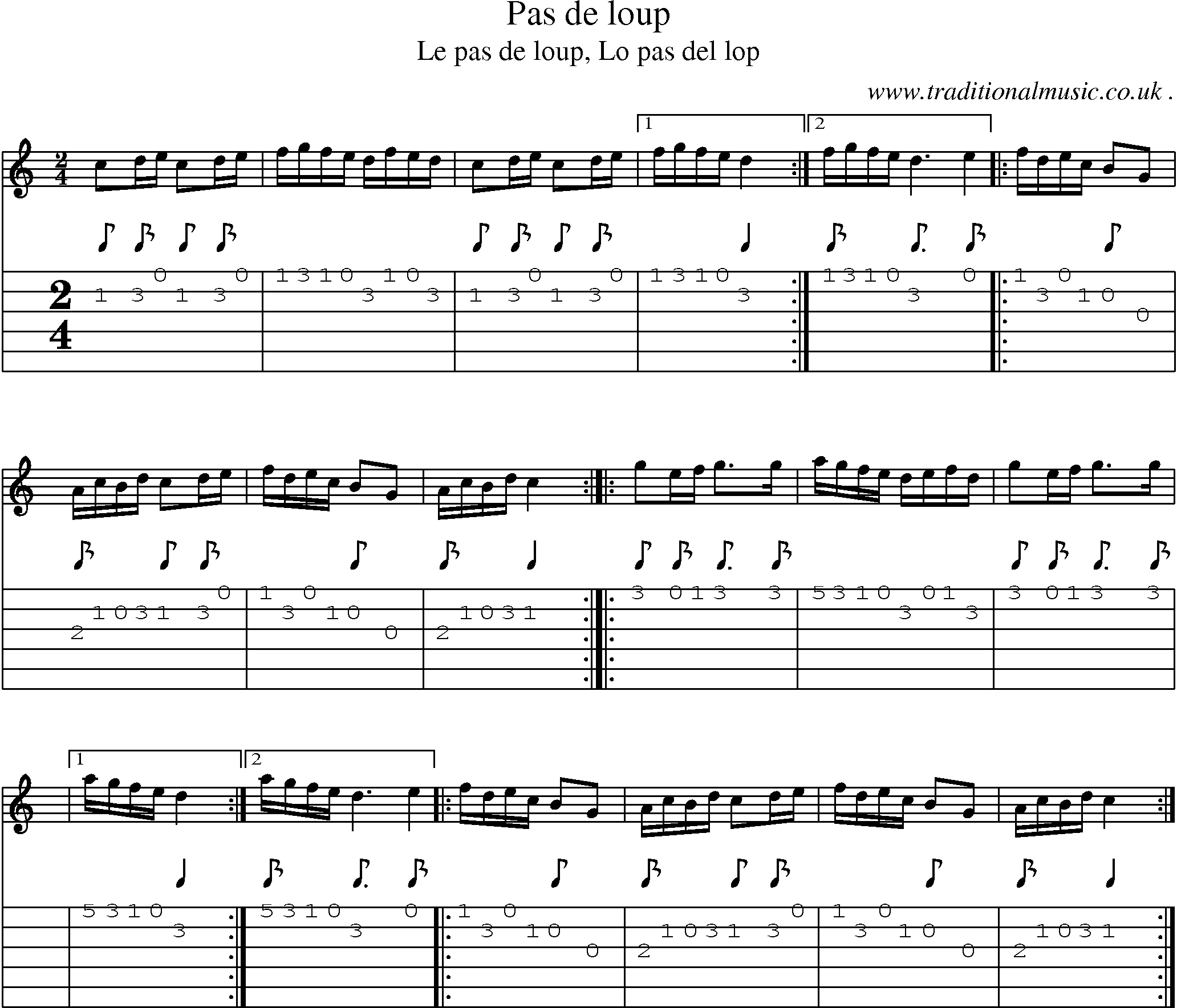Sheet-Music and Guitar Tabs for Pas De Loup