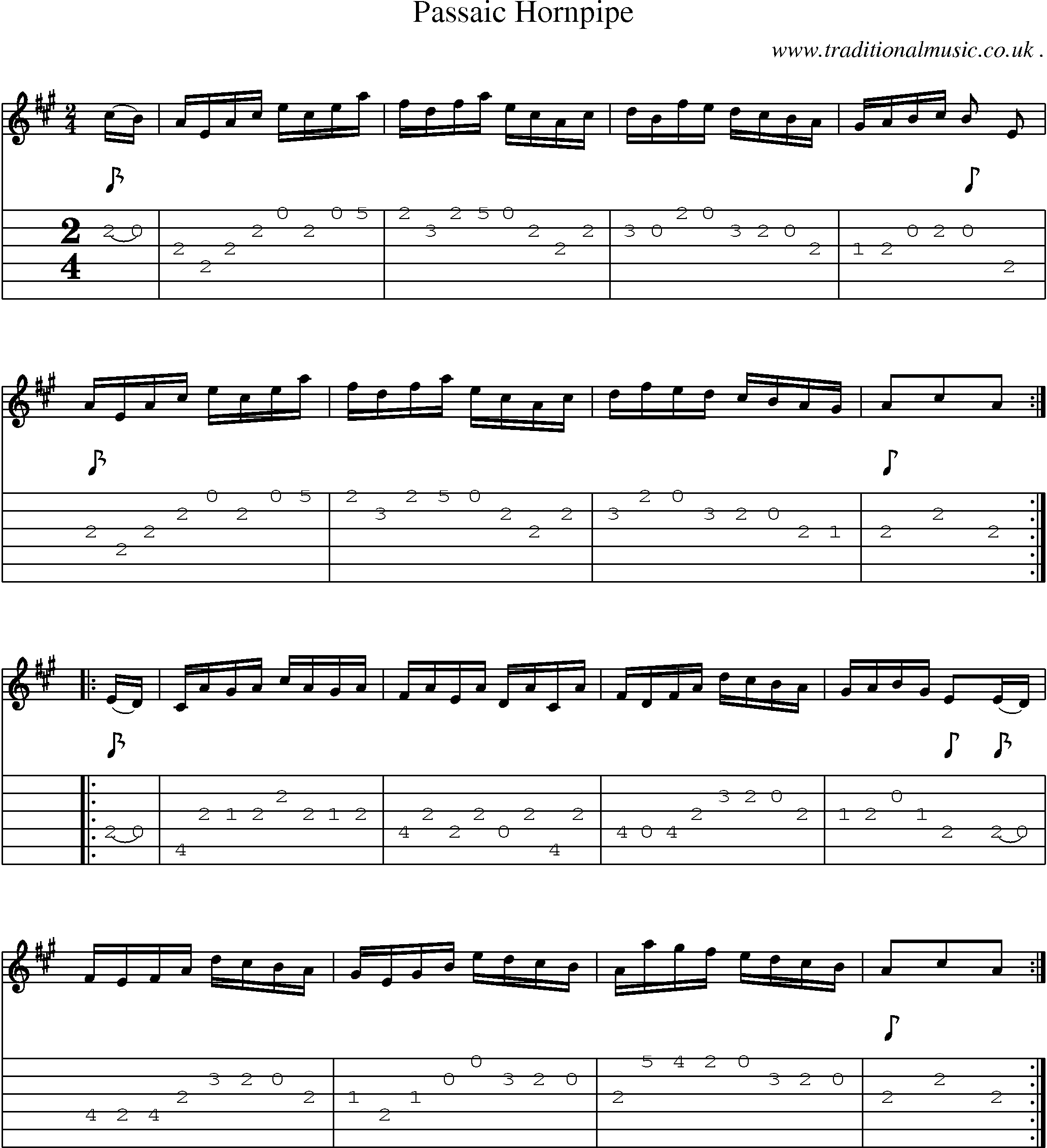 Sheet-Music and Guitar Tabs for Passaic Hornpipe