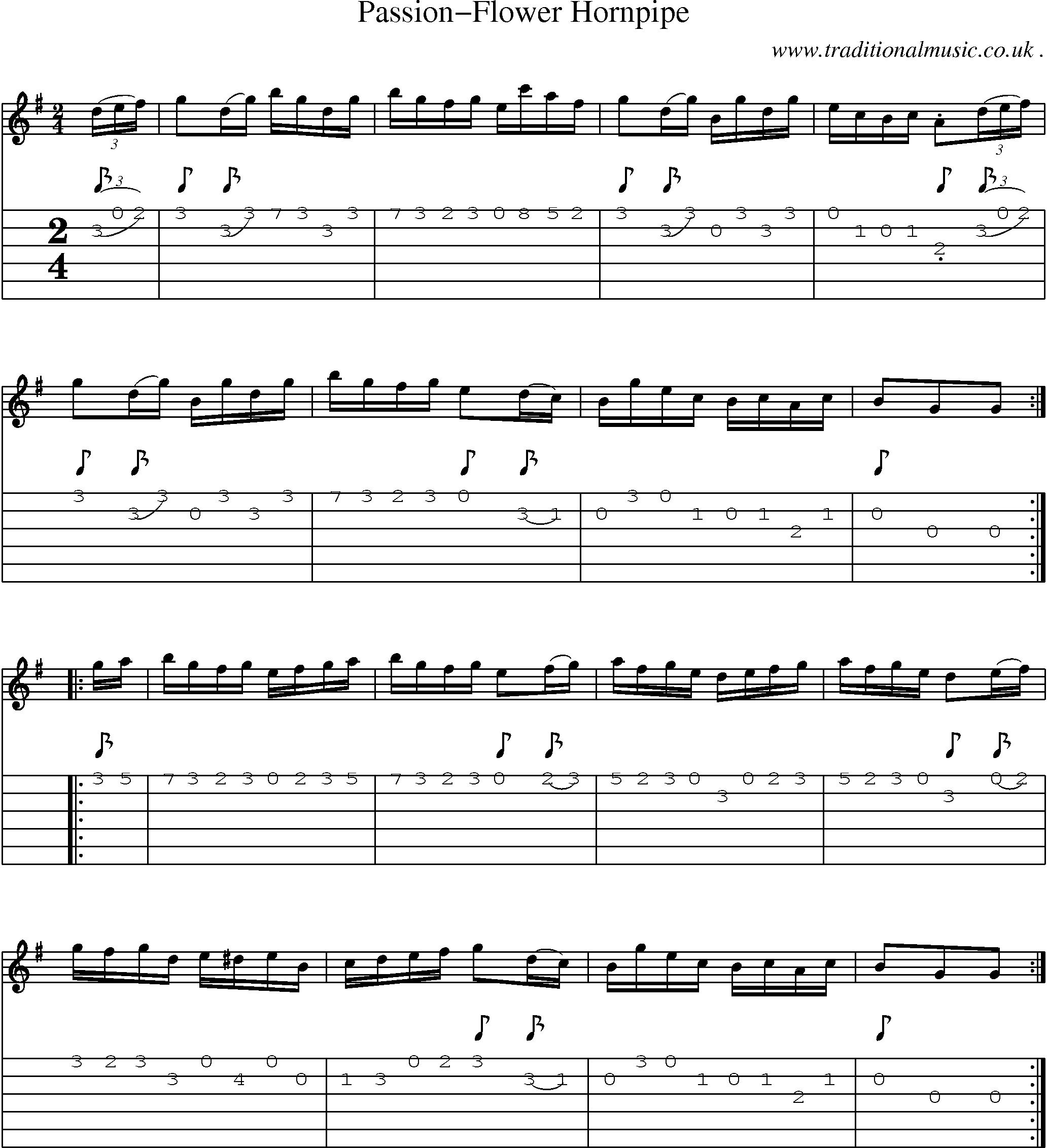 Sheet-Music and Guitar Tabs for Passion-flower Hornpipe