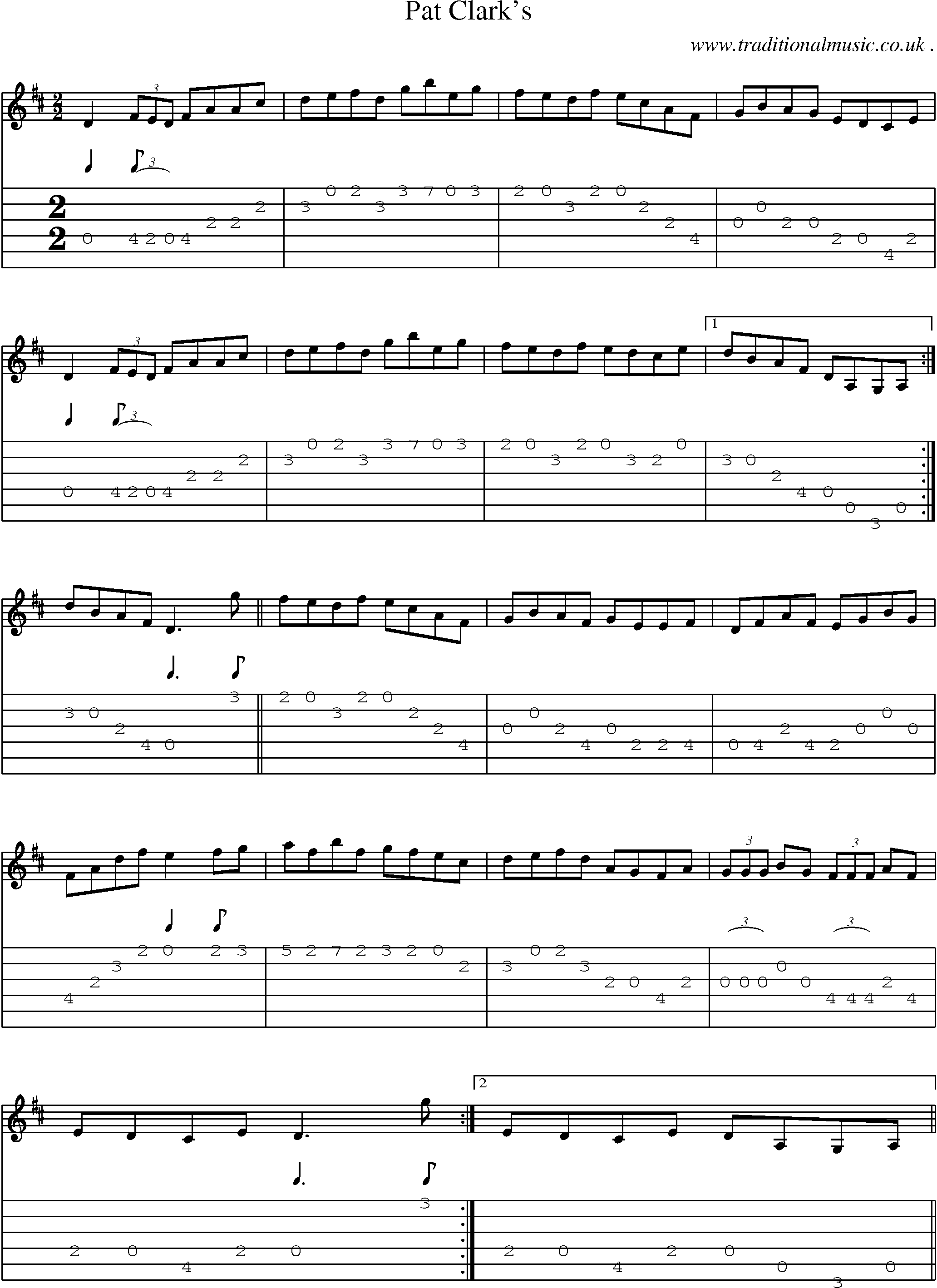 Sheet-Music and Guitar Tabs for Pat Clarks