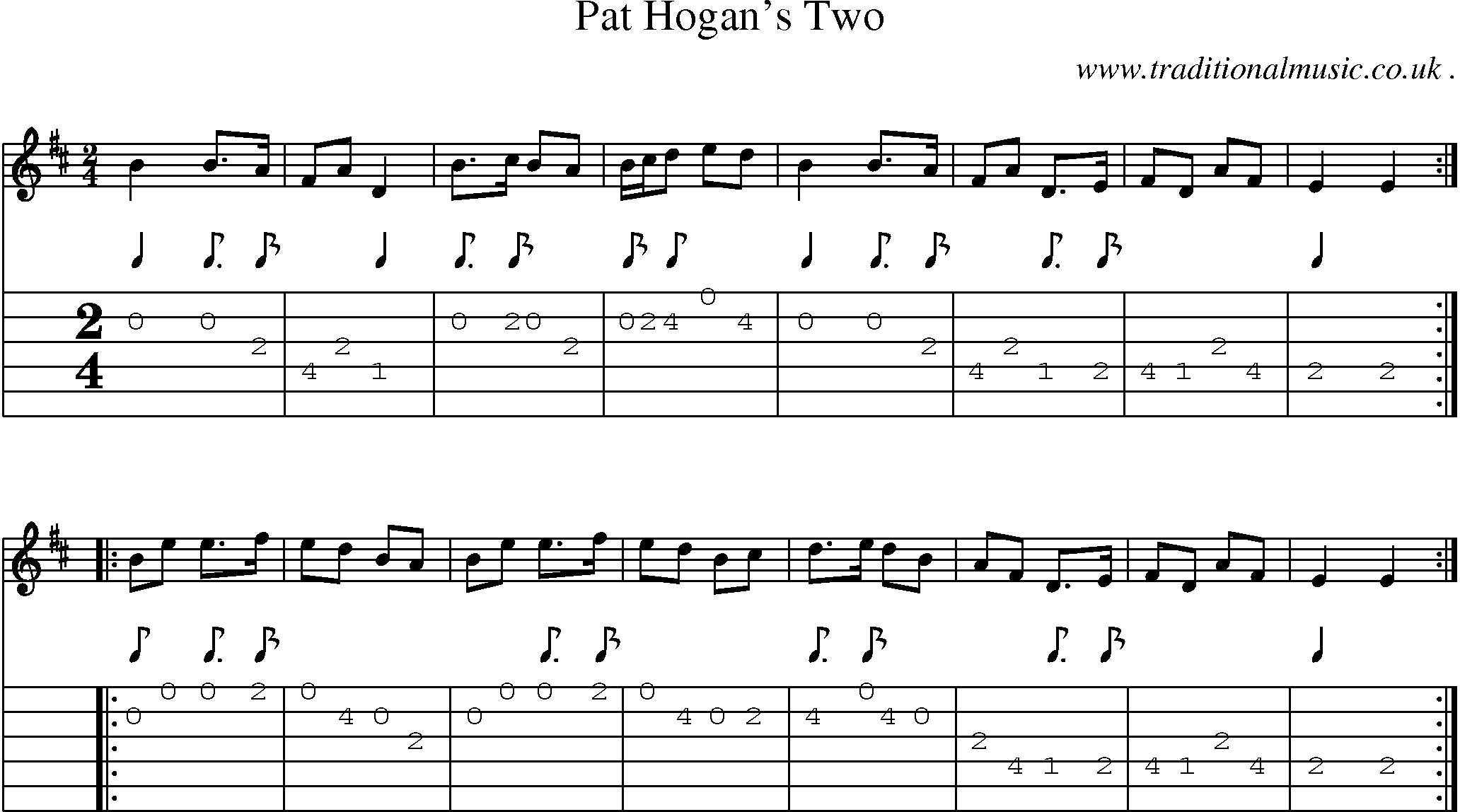 Sheet-Music and Guitar Tabs for Pat Hogans Two
