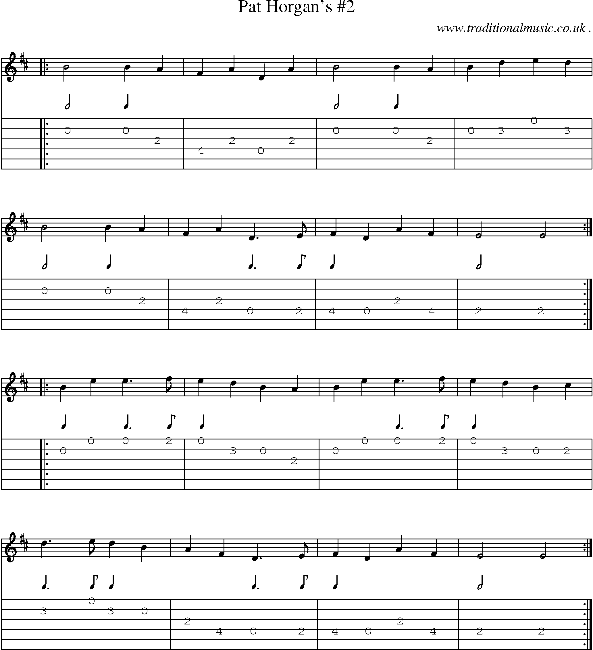 Sheet-Music and Guitar Tabs for Pat Horgans 2