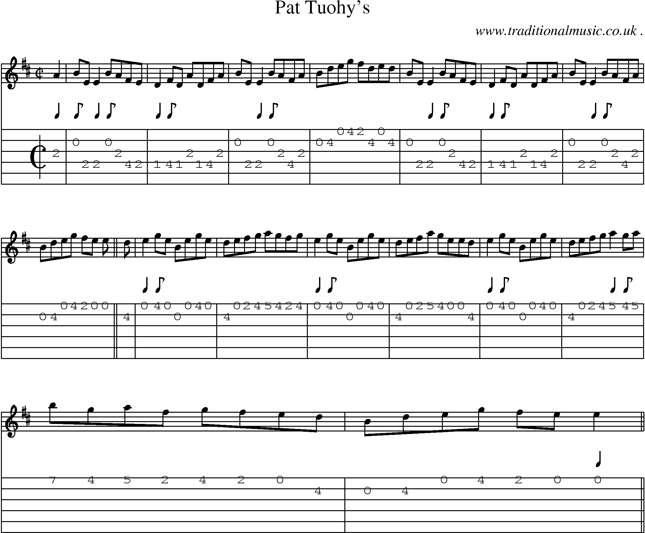 Sheet-Music and Guitar Tabs for Pat Tuohys
