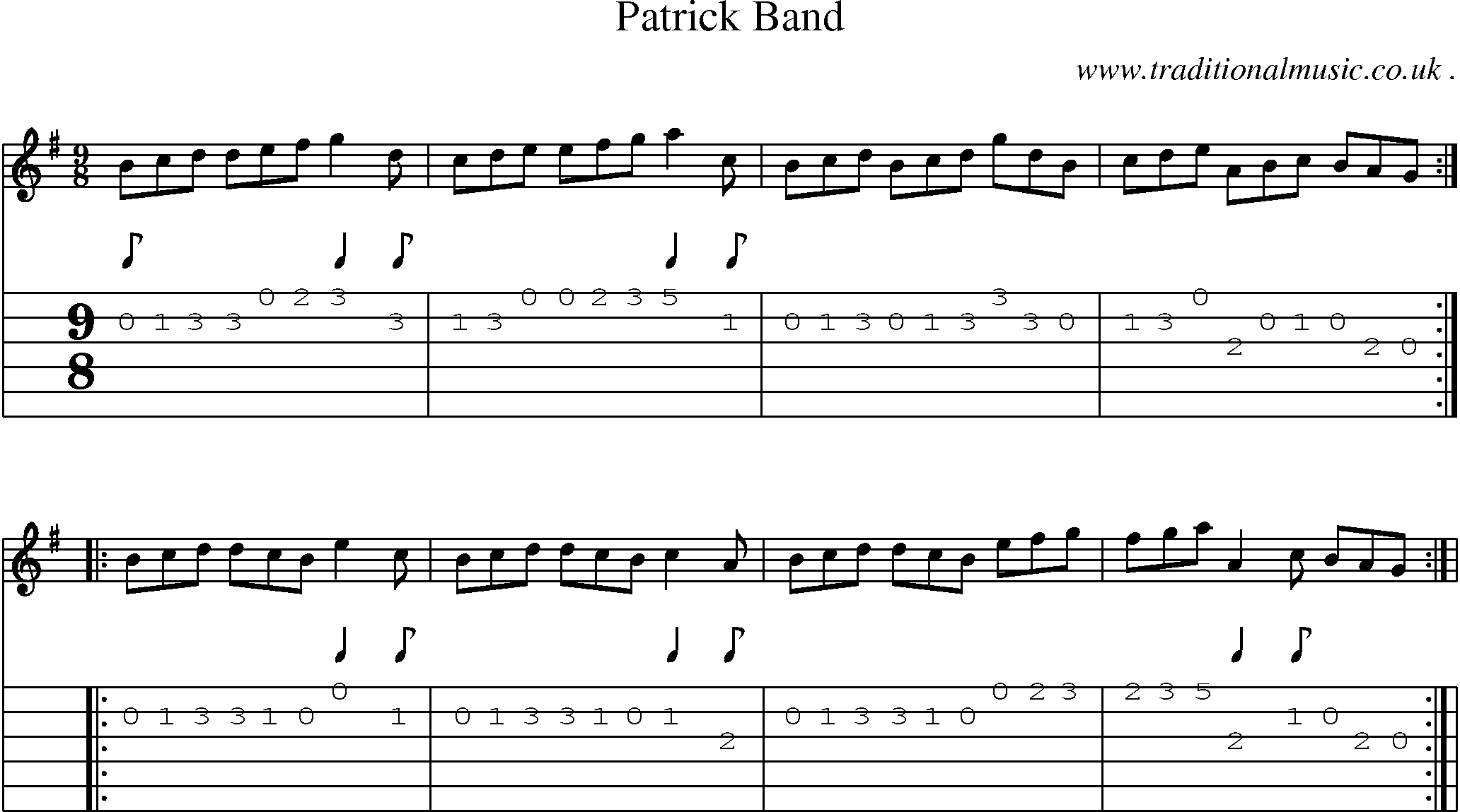 Sheet-Music and Guitar Tabs for Patrick Band