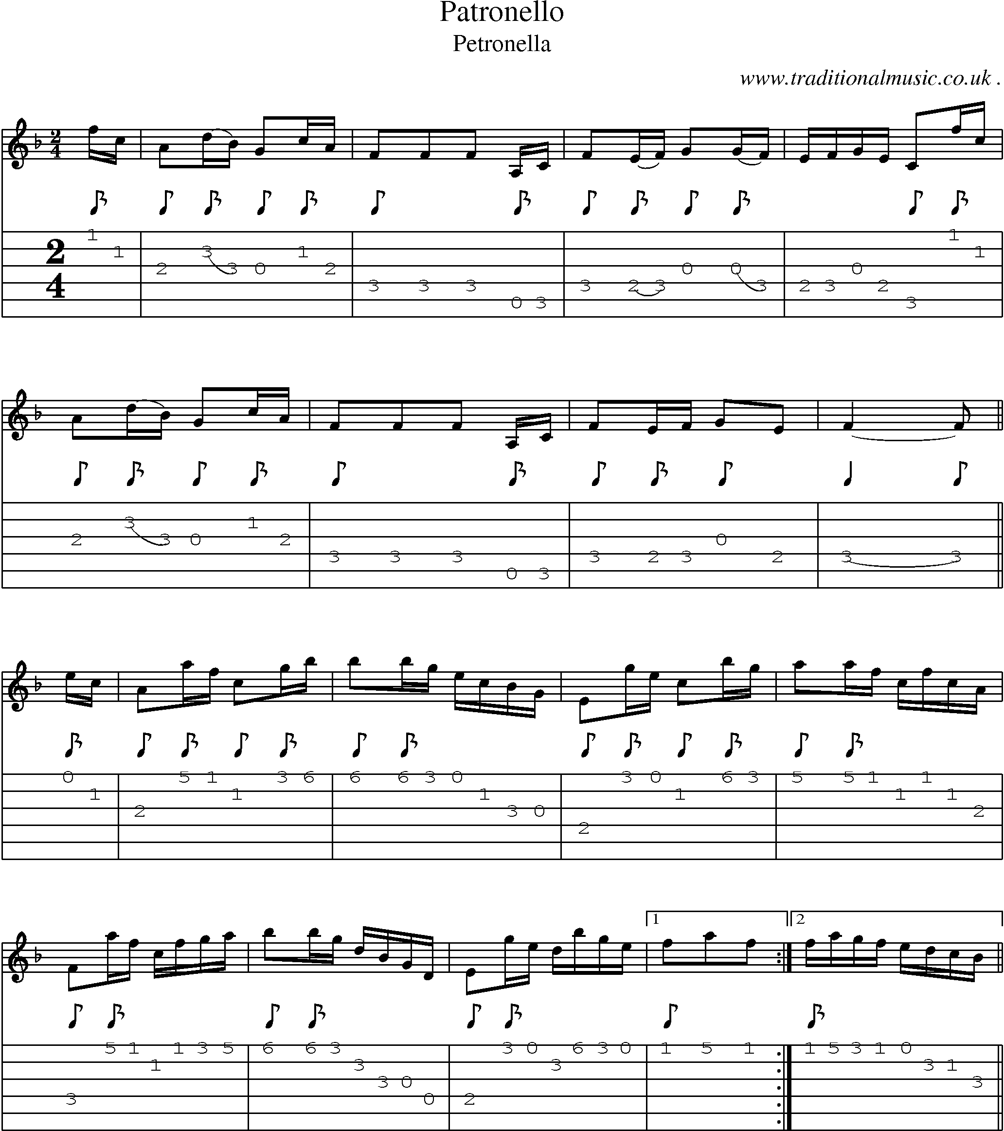 Sheet-Music and Guitar Tabs for Patronello