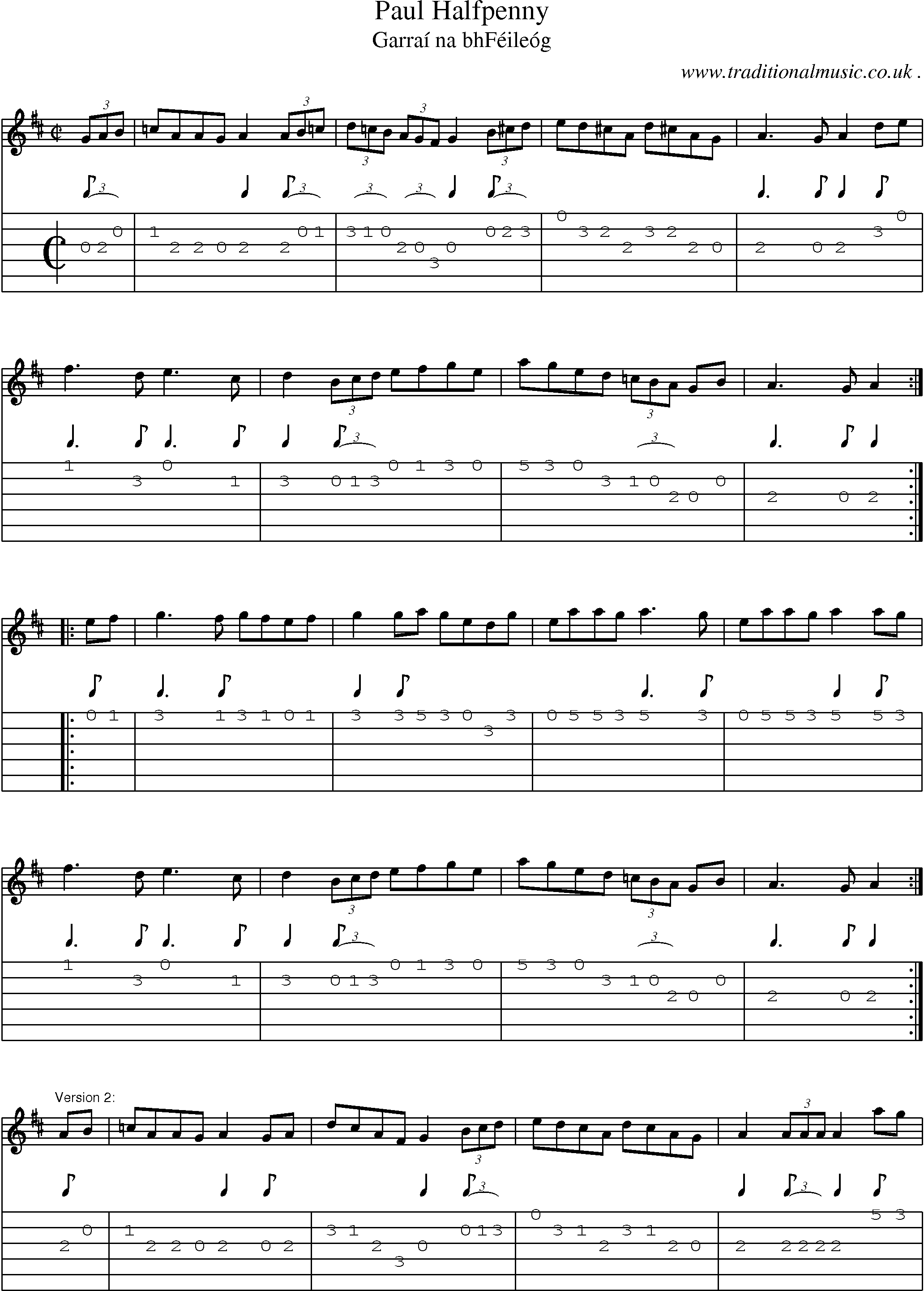 Sheet-Music and Guitar Tabs for Paul Halfpenny