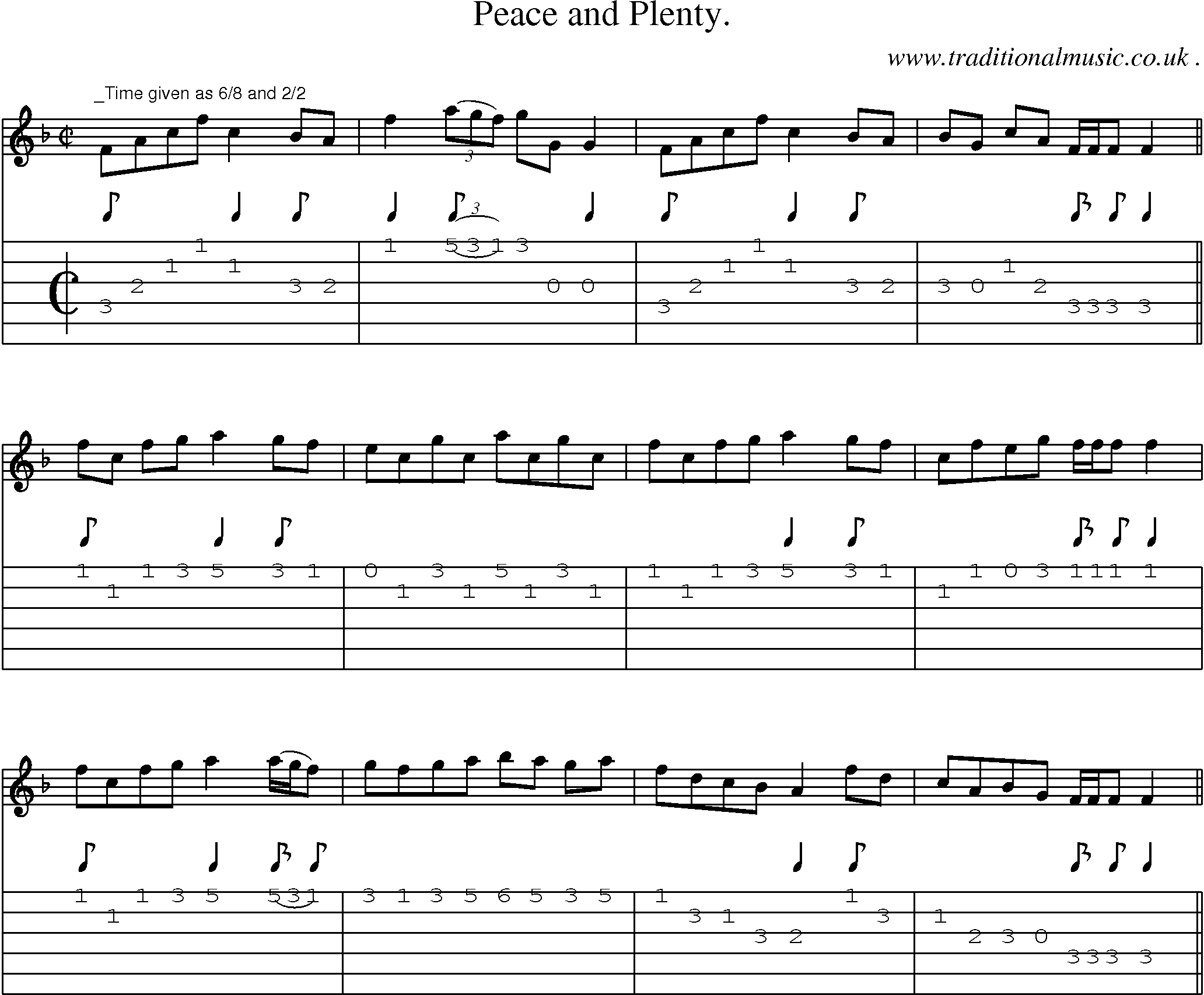 Sheet-Music and Guitar Tabs for Peace And Plenty