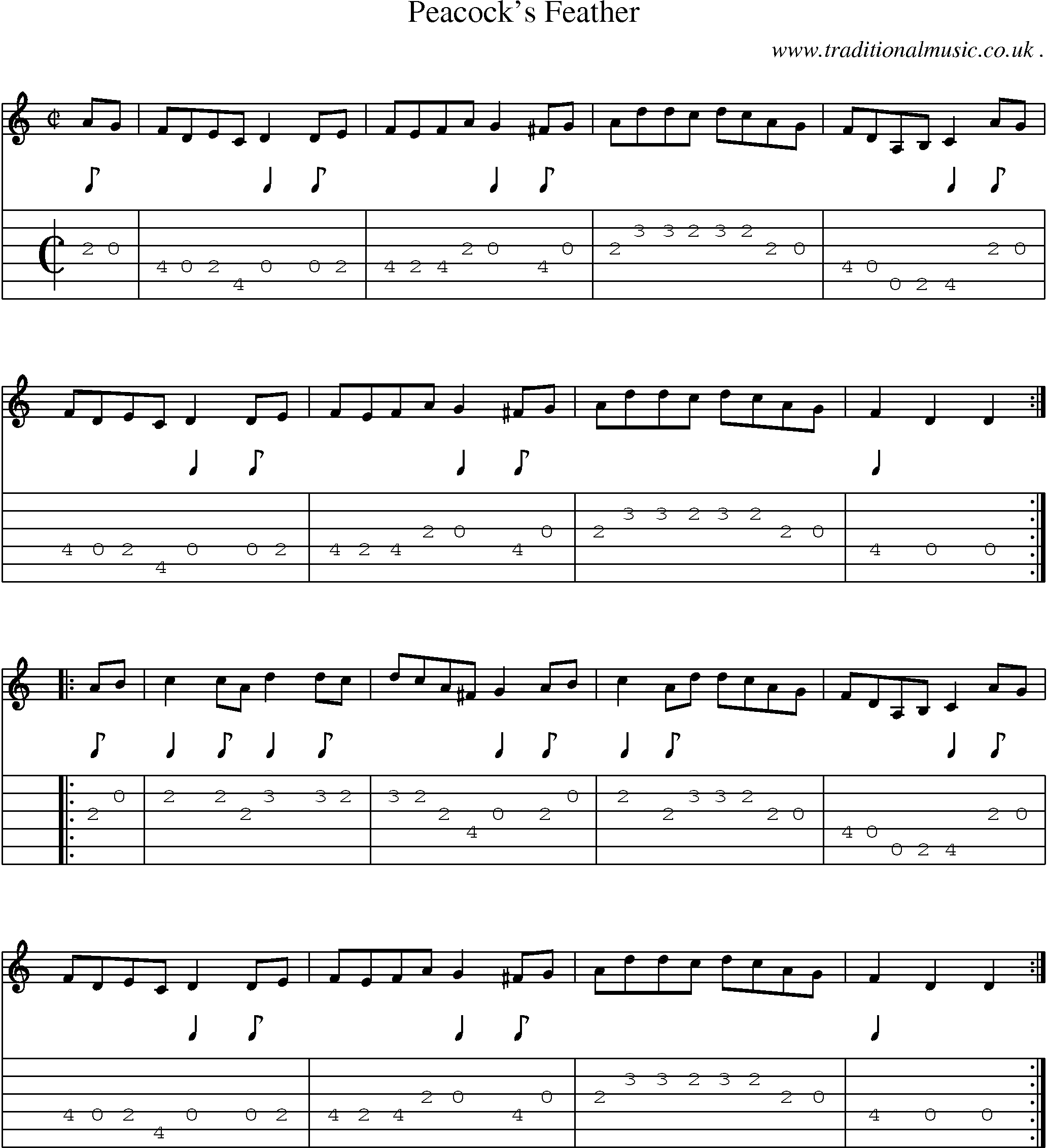 Sheet-Music and Guitar Tabs for Peacocks Feather