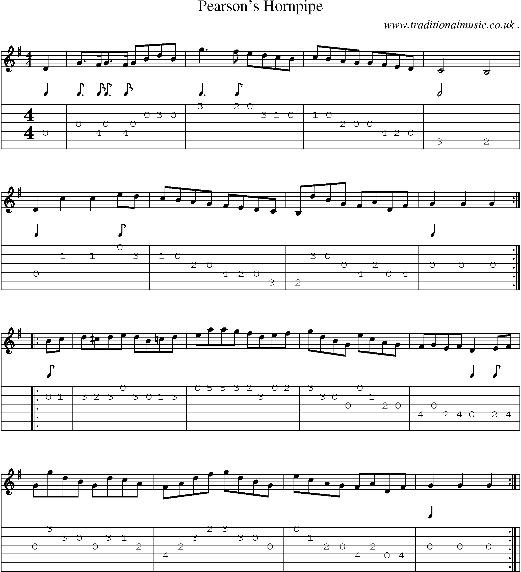 Sheet-Music and Guitar Tabs for Pearsons Hornpipe