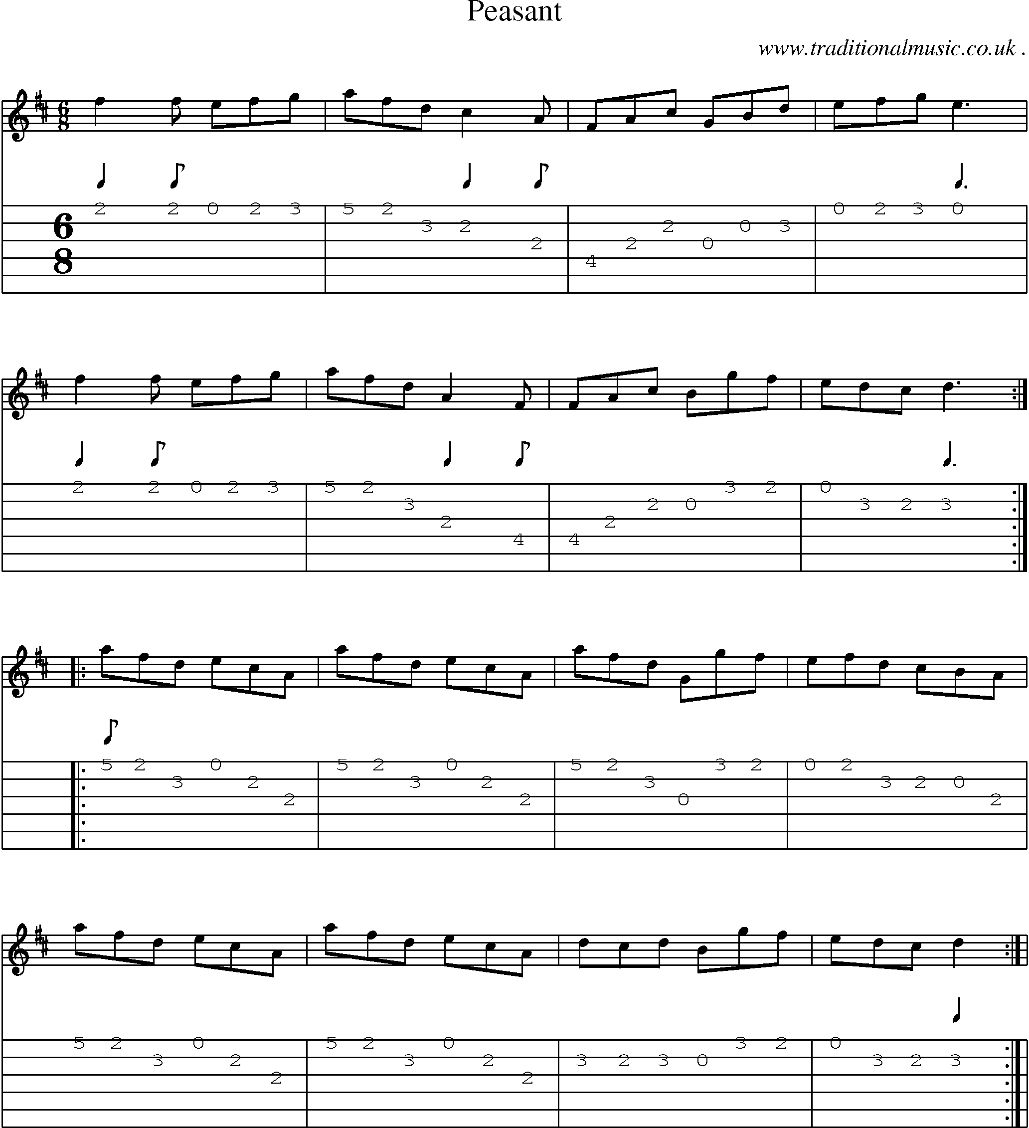 Sheet-Music and Guitar Tabs for Peasant