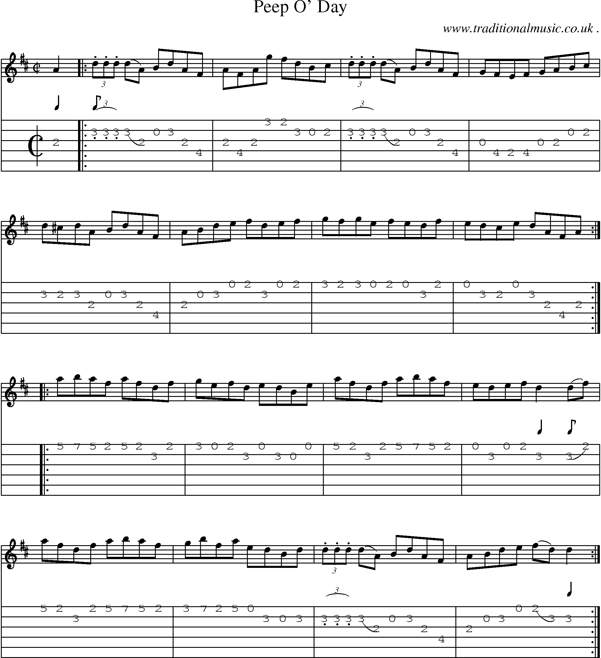Sheet-Music and Guitar Tabs for Peep O Day