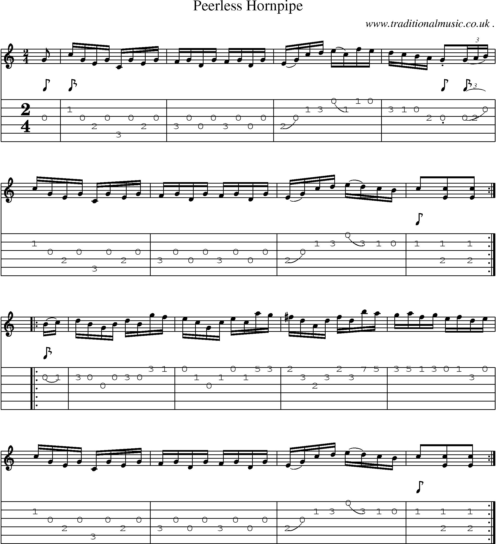 Sheet-Music and Guitar Tabs for Peerless Hornpipe