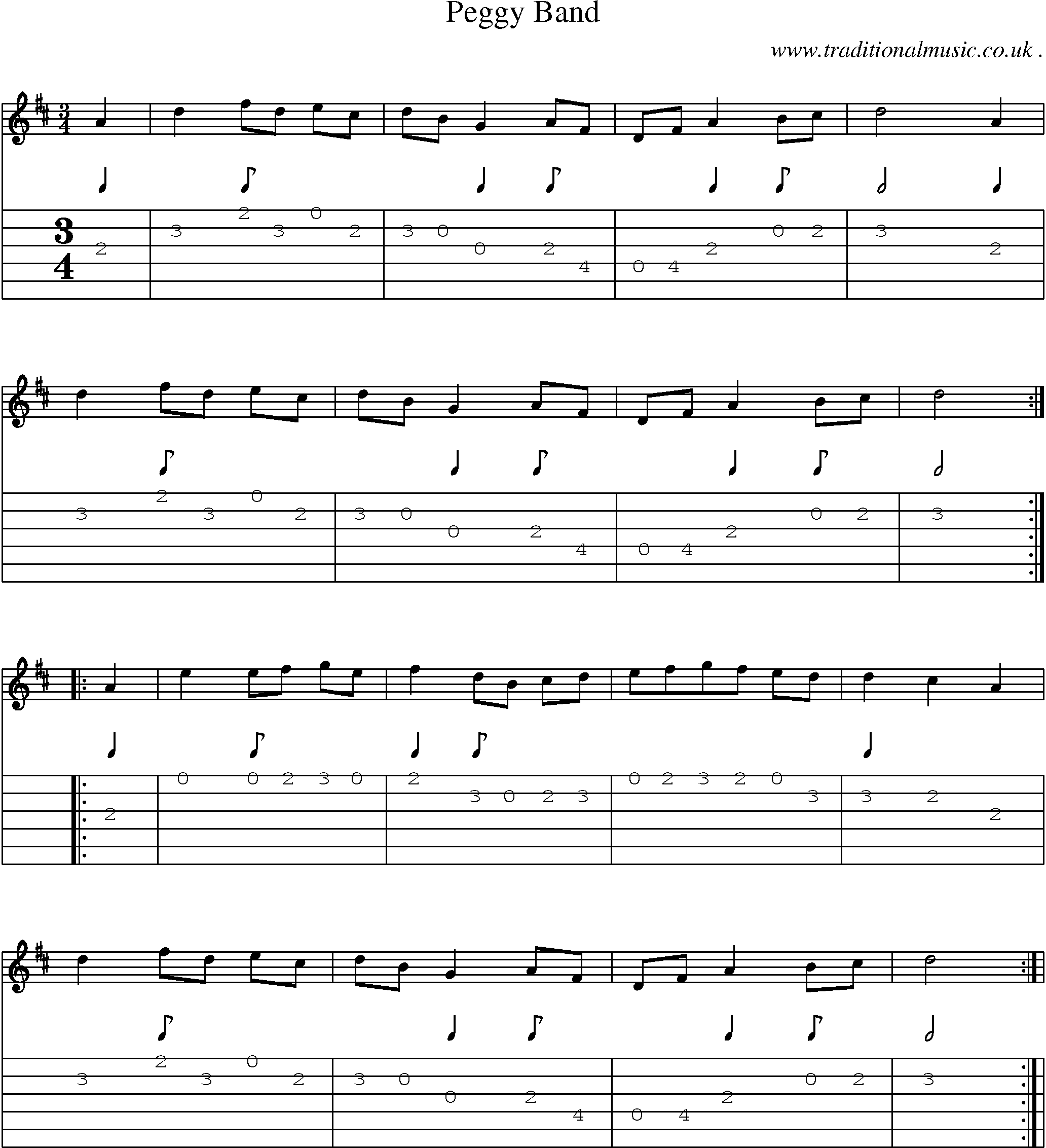 Sheet-Music and Guitar Tabs for Peggy Band