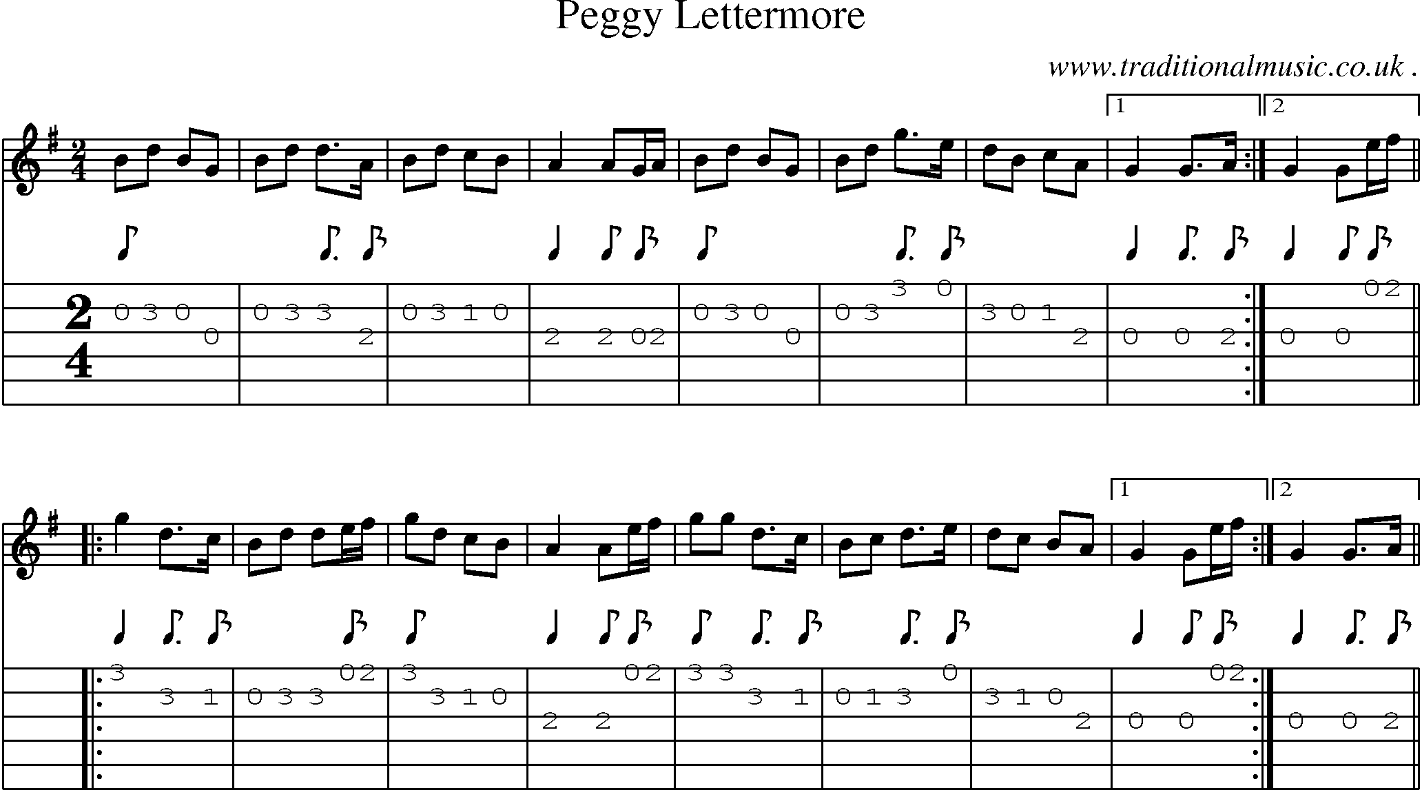 Sheet-Music and Guitar Tabs for Peggy Lettermore