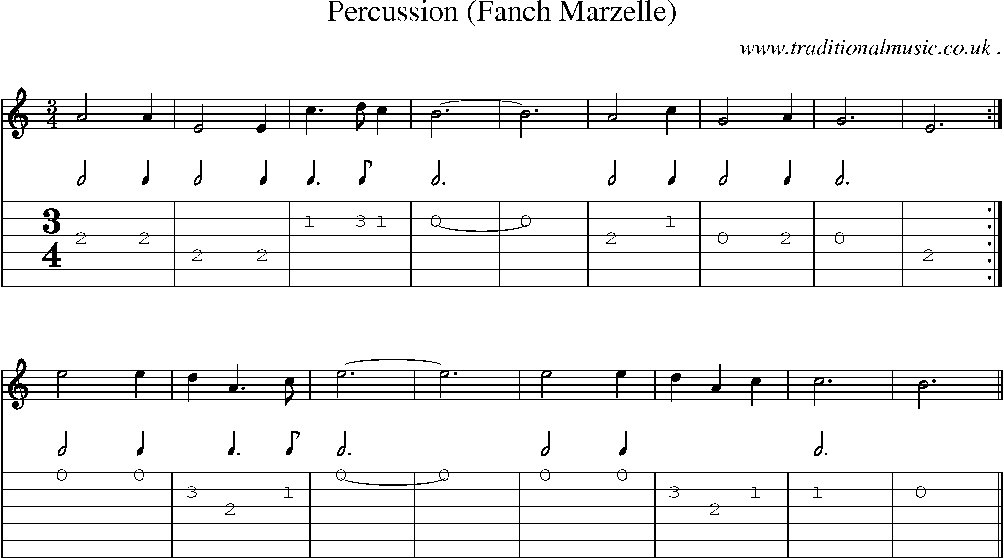 Sheet-Music and Guitar Tabs for Percussion (fanch Marzelle)