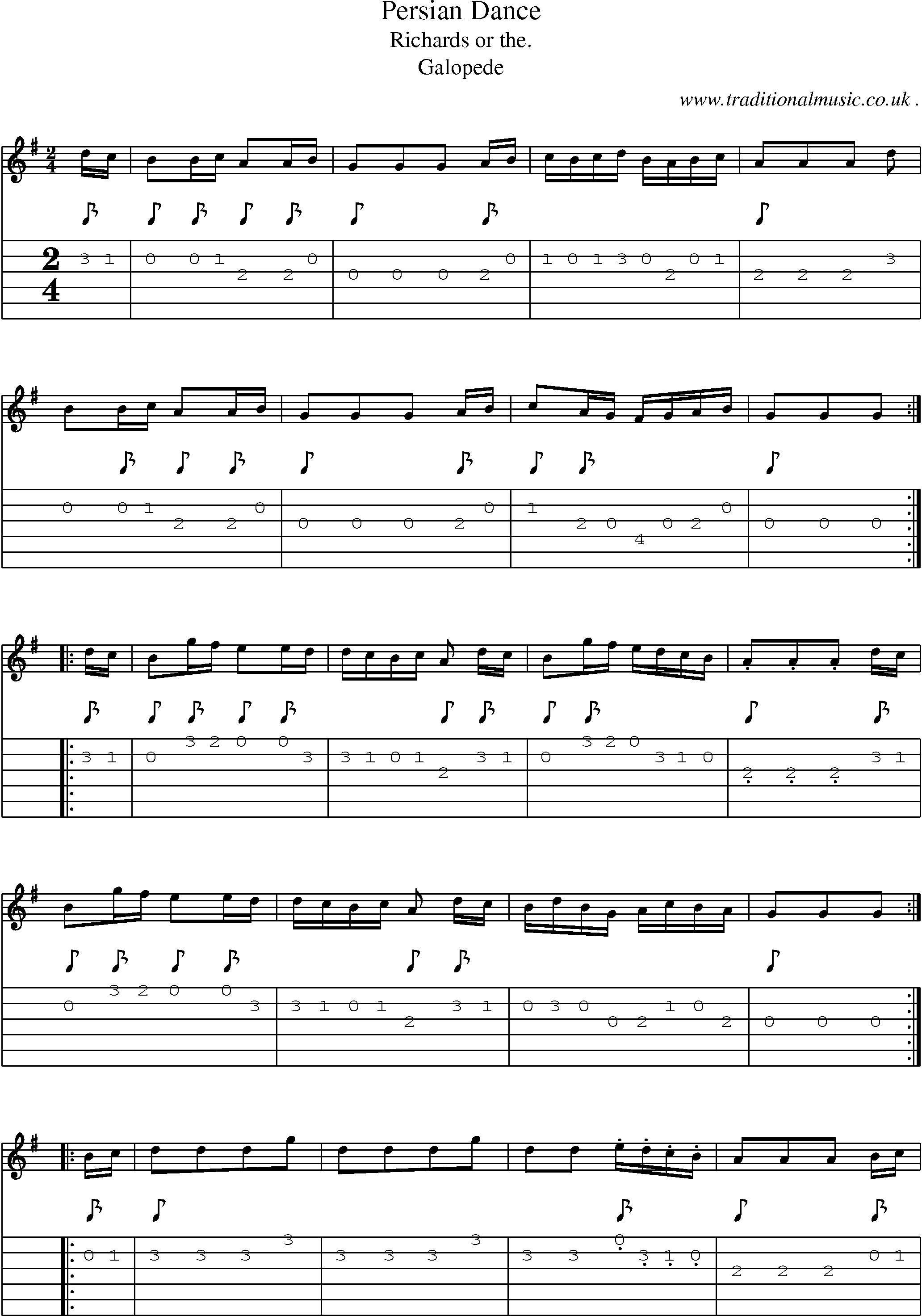 Sheet-Music and Guitar Tabs for Persian Dance
