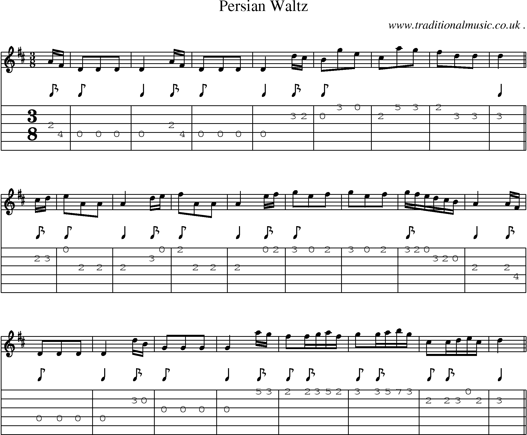 Sheet-Music and Guitar Tabs for Persian Waltz
