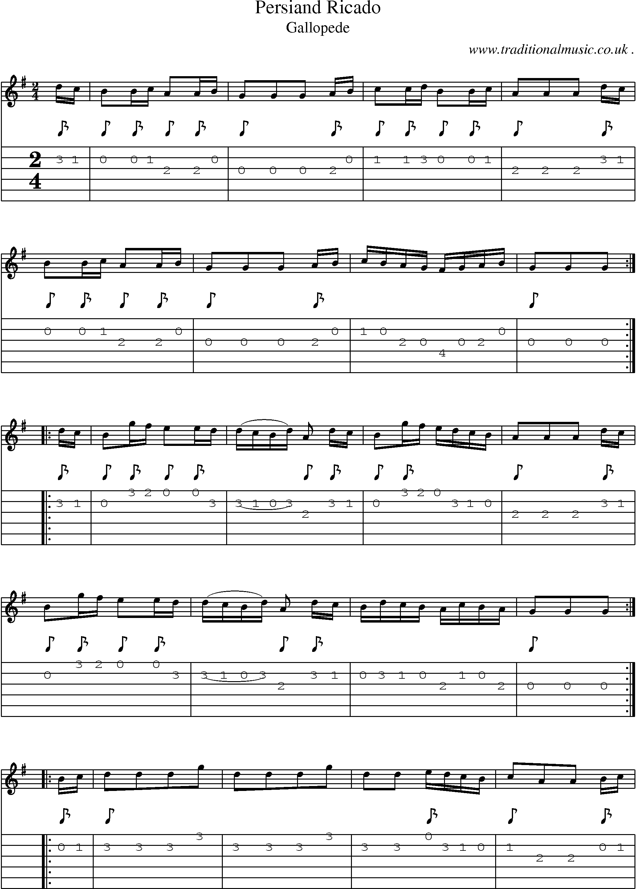 Sheet-Music and Guitar Tabs for Persiand Ricado