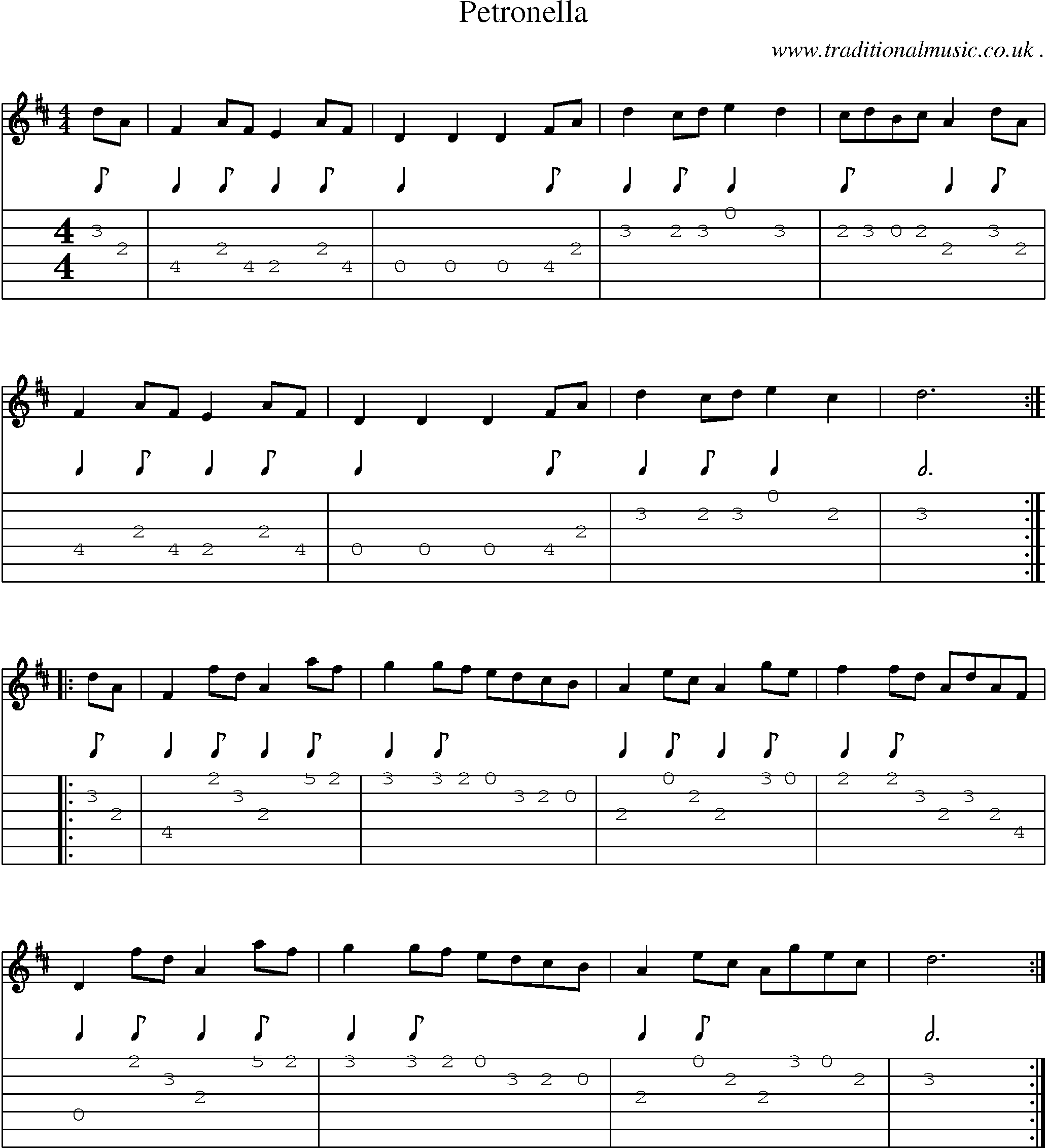 Sheet-Music and Guitar Tabs for Petronella