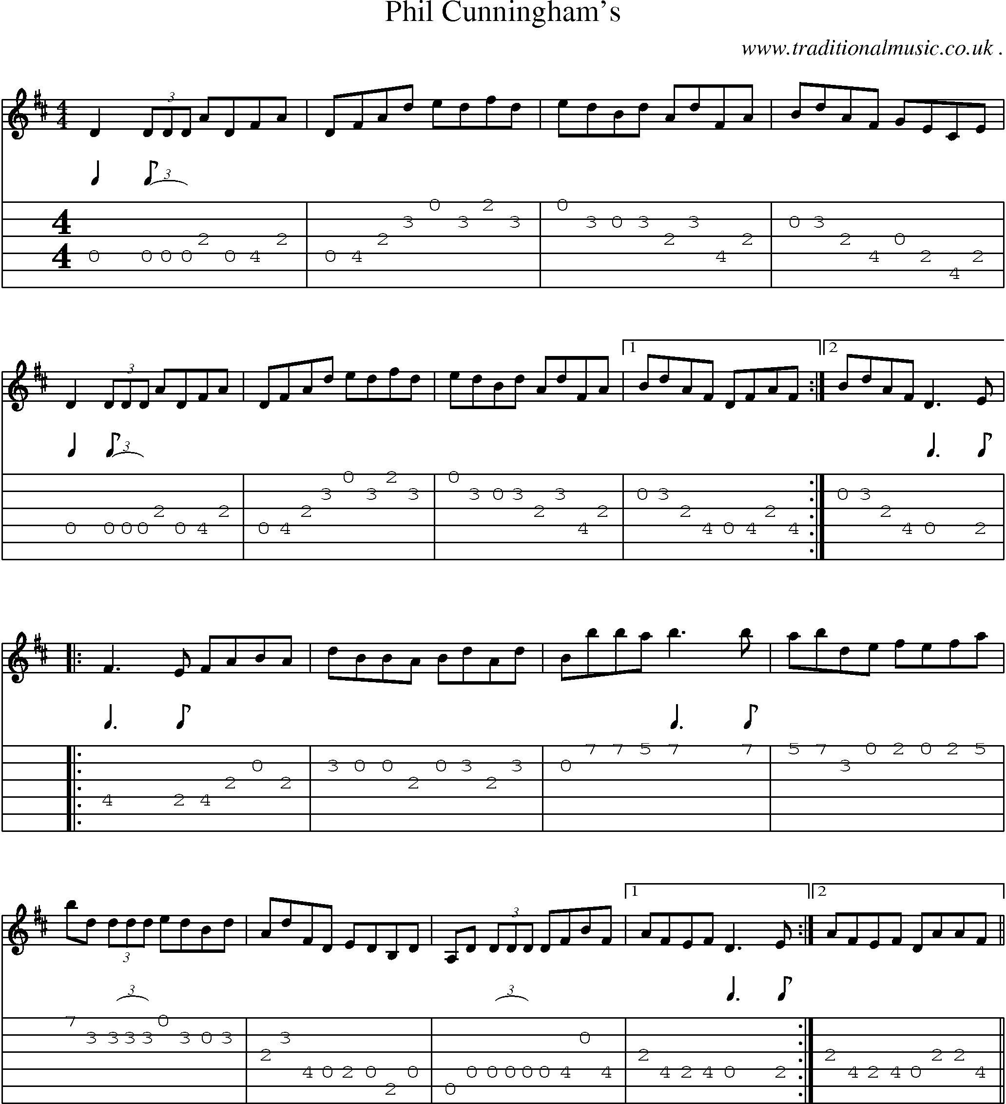 Sheet-Music and Guitar Tabs for Phil Cunninghams
