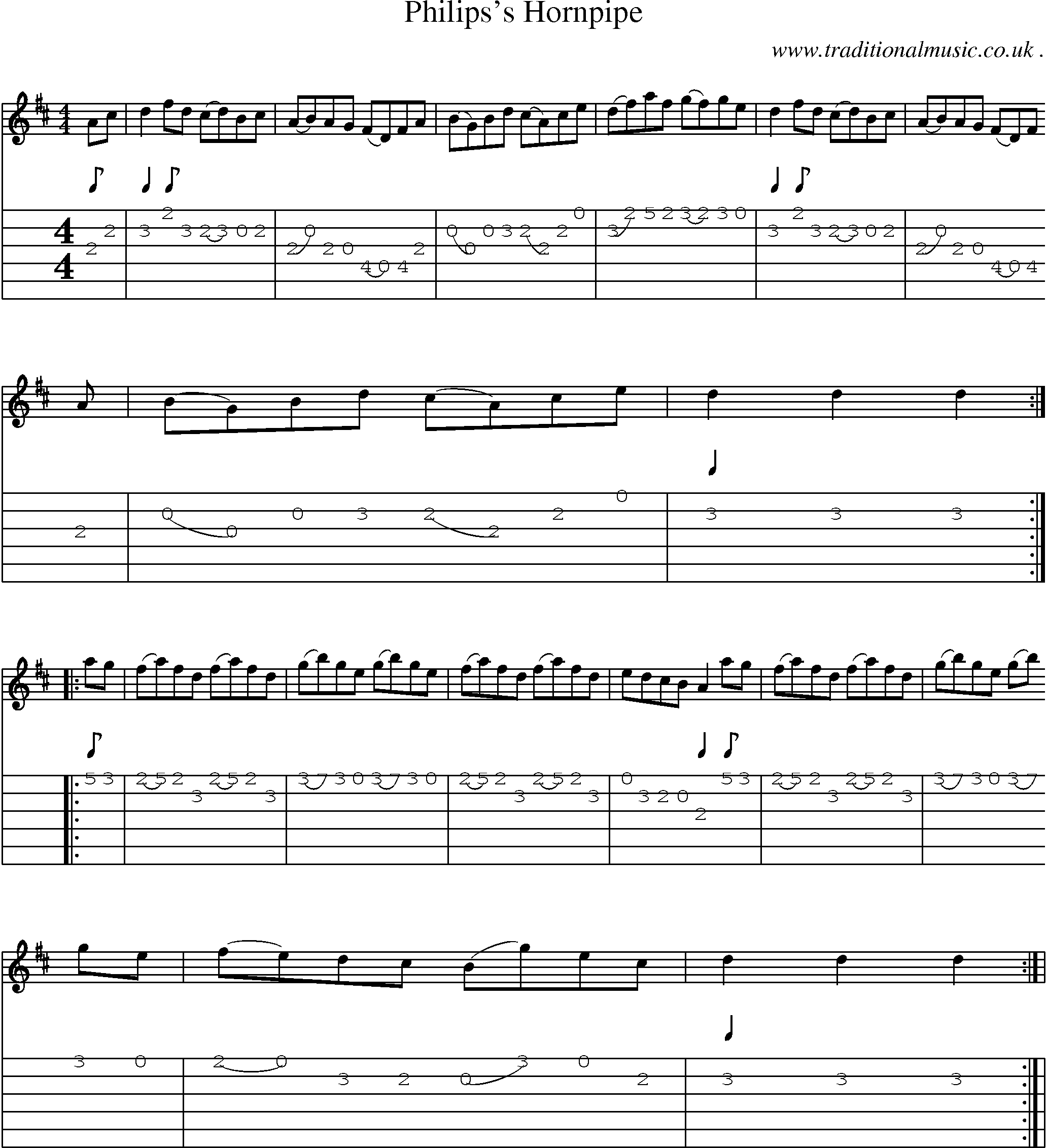 Sheet-Music and Guitar Tabs for Philipss Hornpipe
