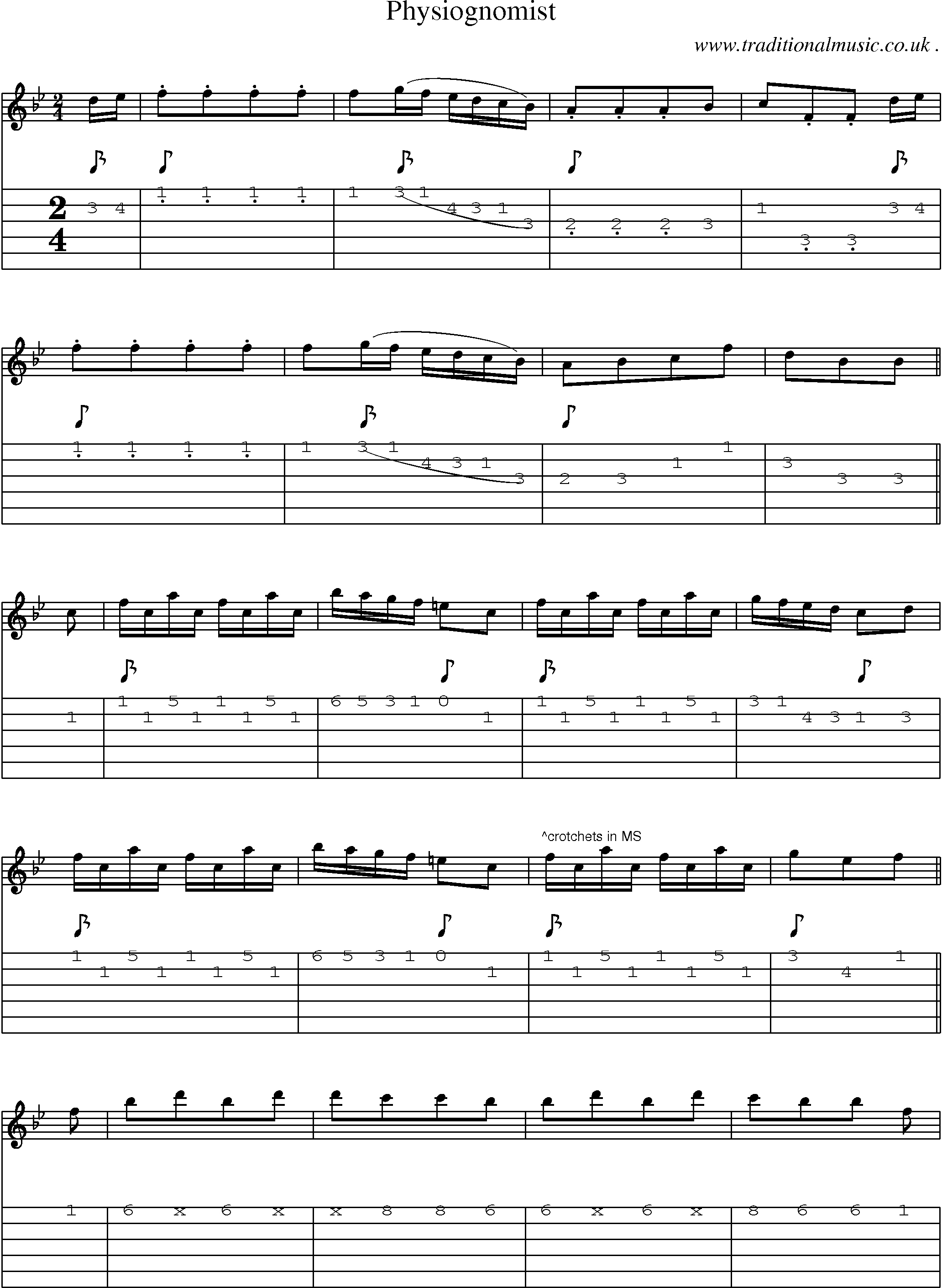 Sheet-Music and Guitar Tabs for Physiognomist