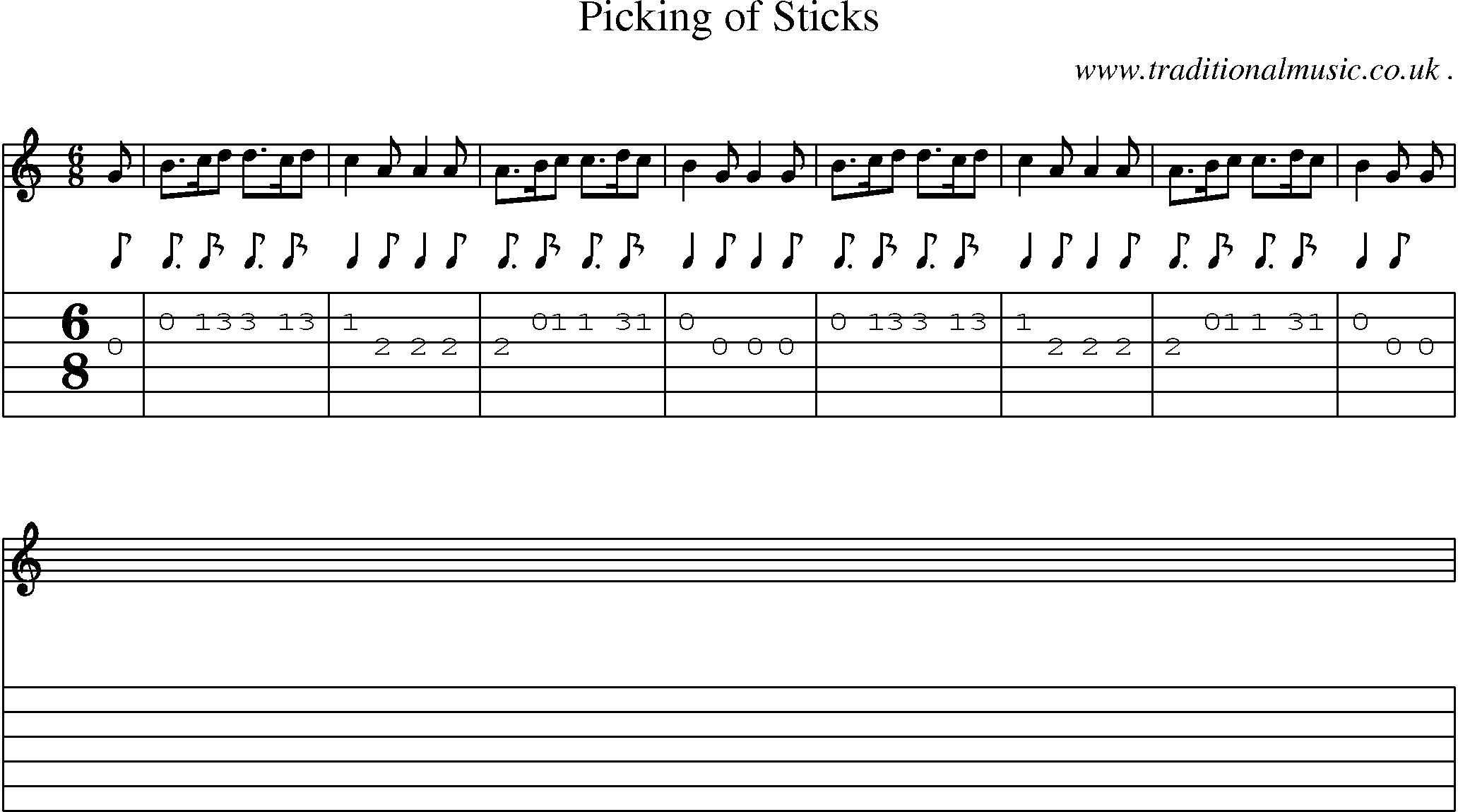 Sheet-Music and Guitar Tabs for Picking Of Sticks