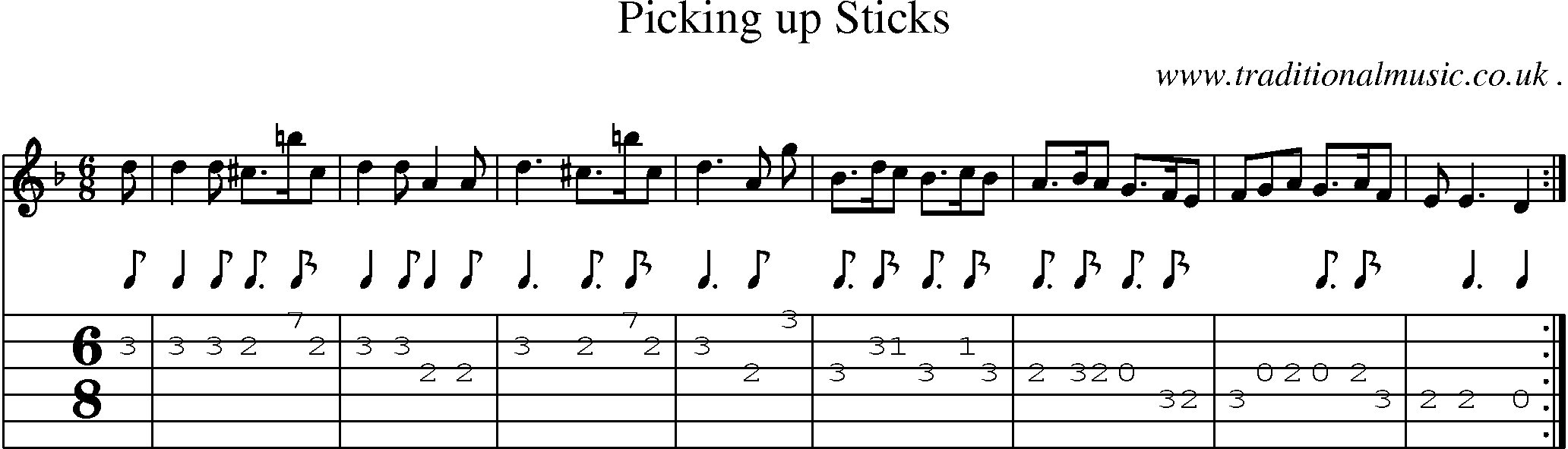 Sheet-Music and Guitar Tabs for Picking Up Sticks