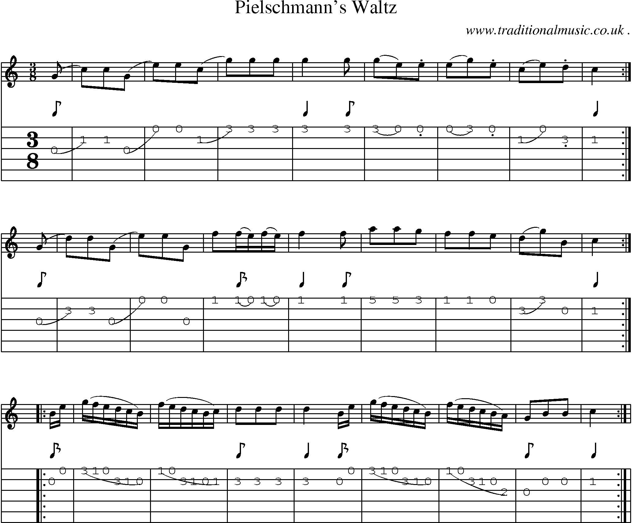 Sheet-Music and Guitar Tabs for Pielschmanns Waltz