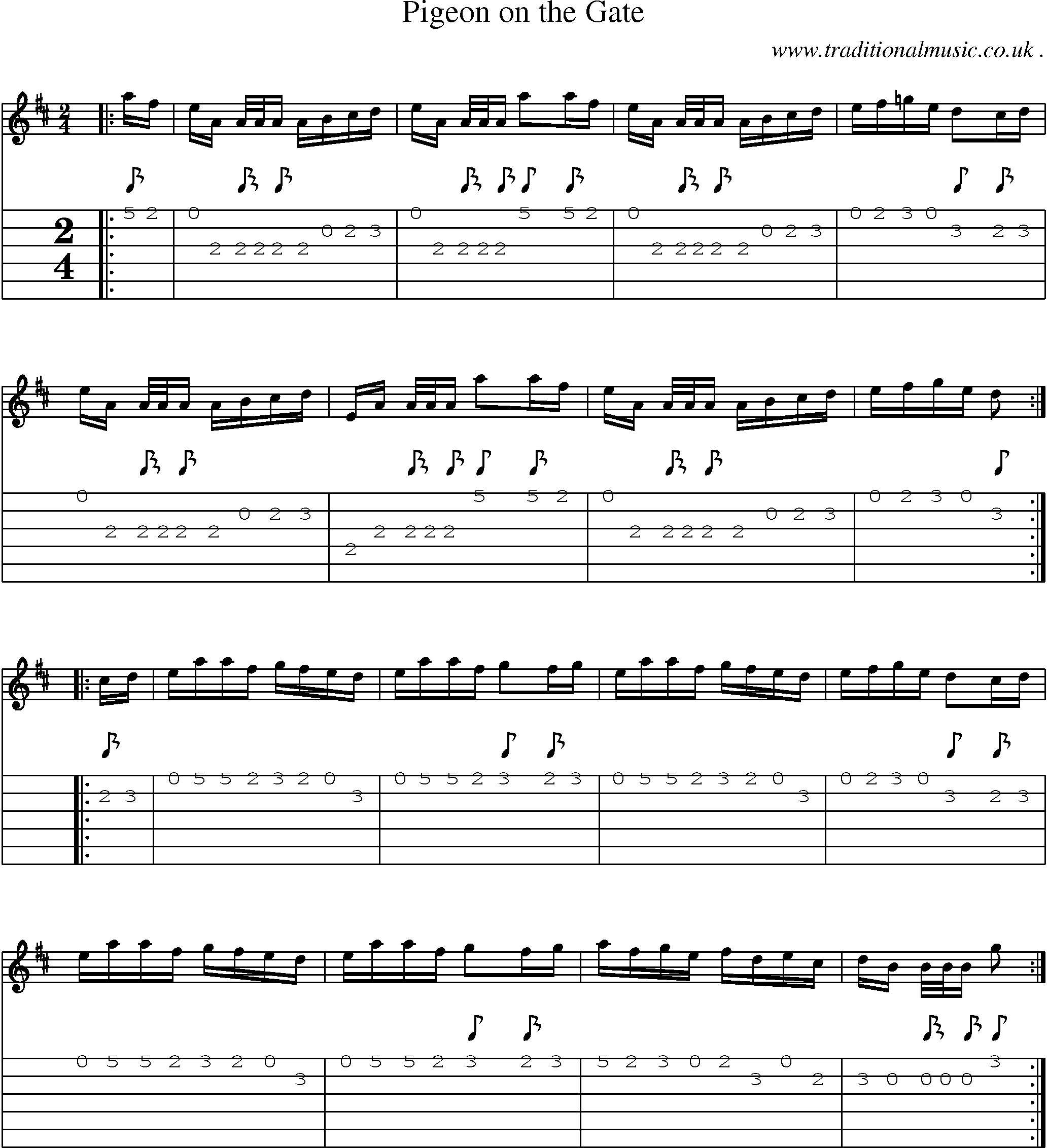 Sheet-Music and Guitar Tabs for Pigeon On The Gate