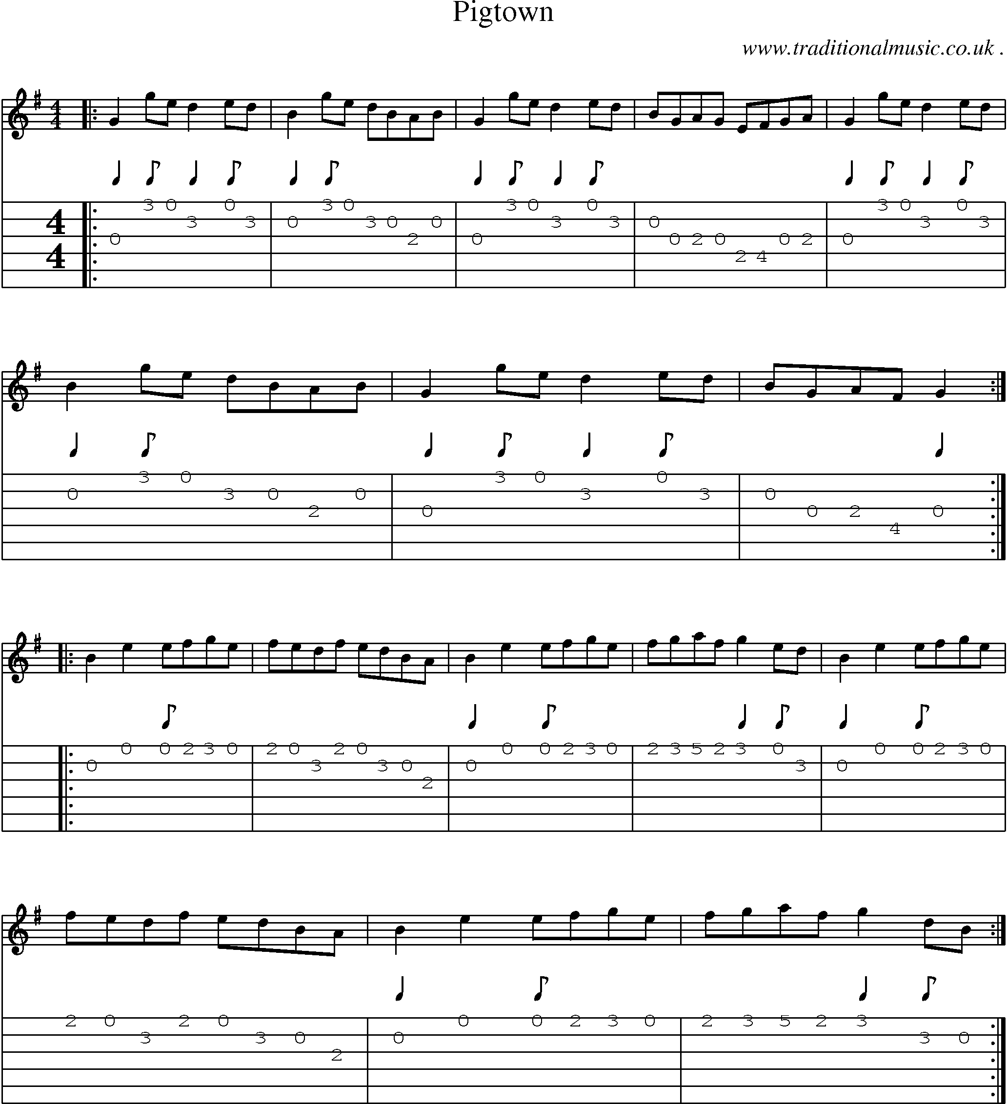 Sheet-Music and Guitar Tabs for Pigtown