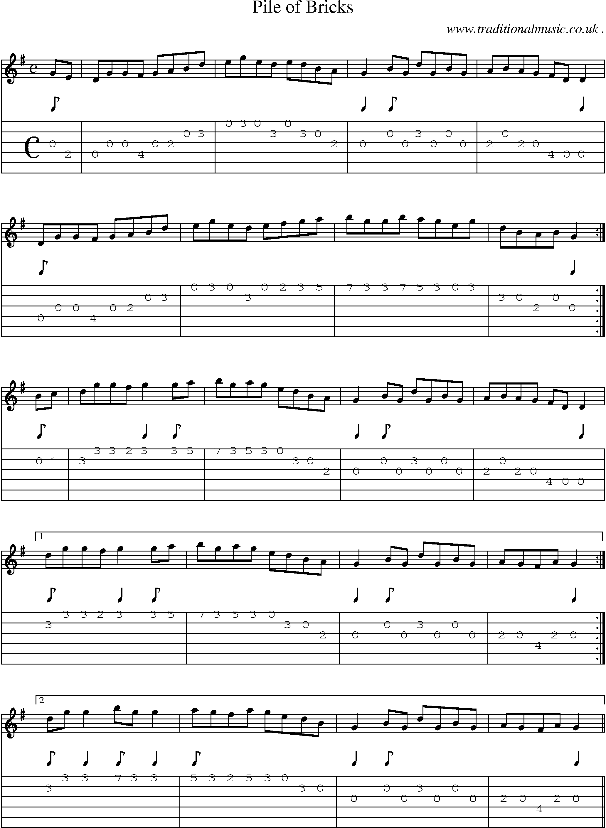 Sheet-Music and Guitar Tabs for Pile Of Bricks