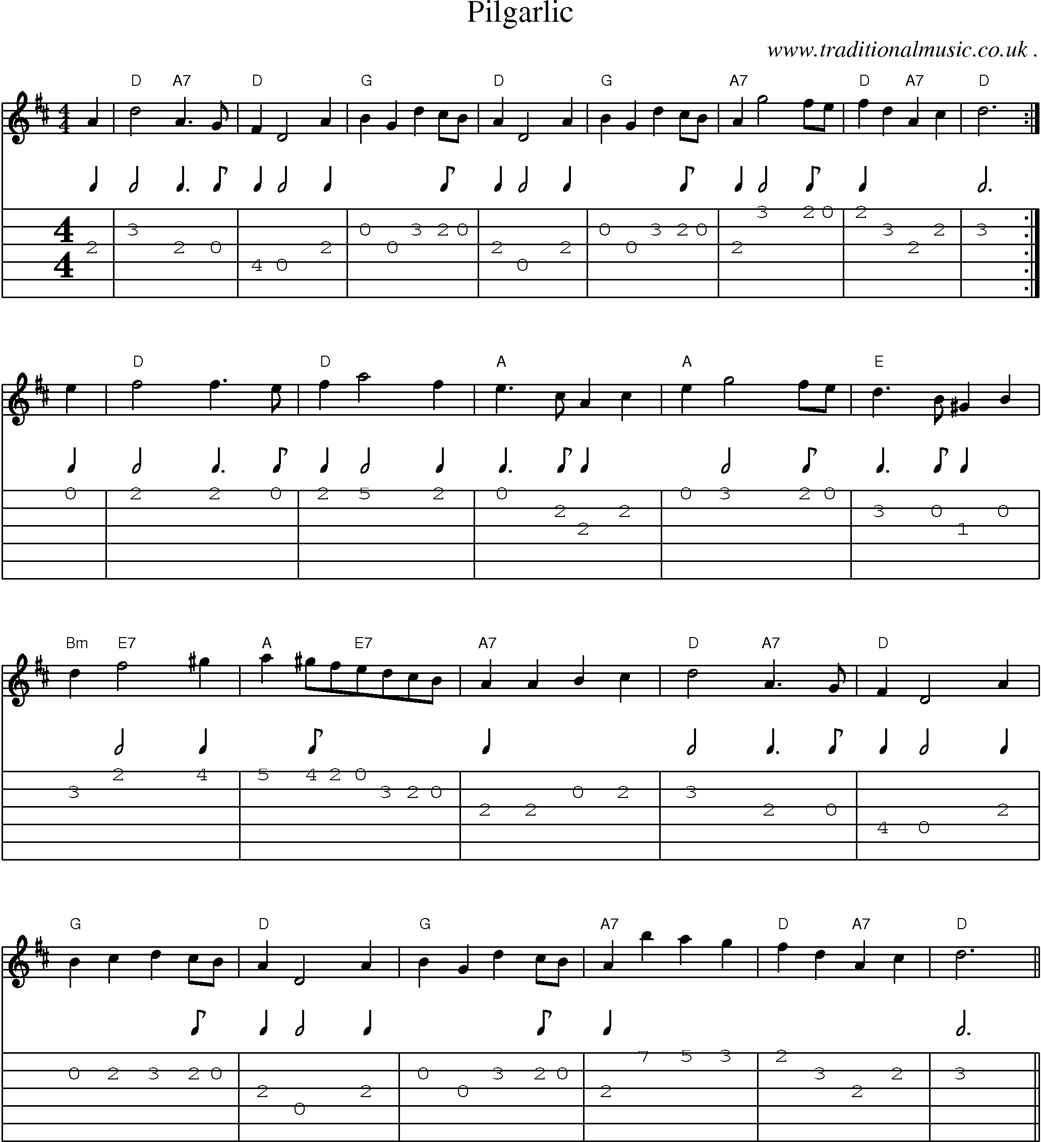 Sheet-Music and Guitar Tabs for Pilgarlic