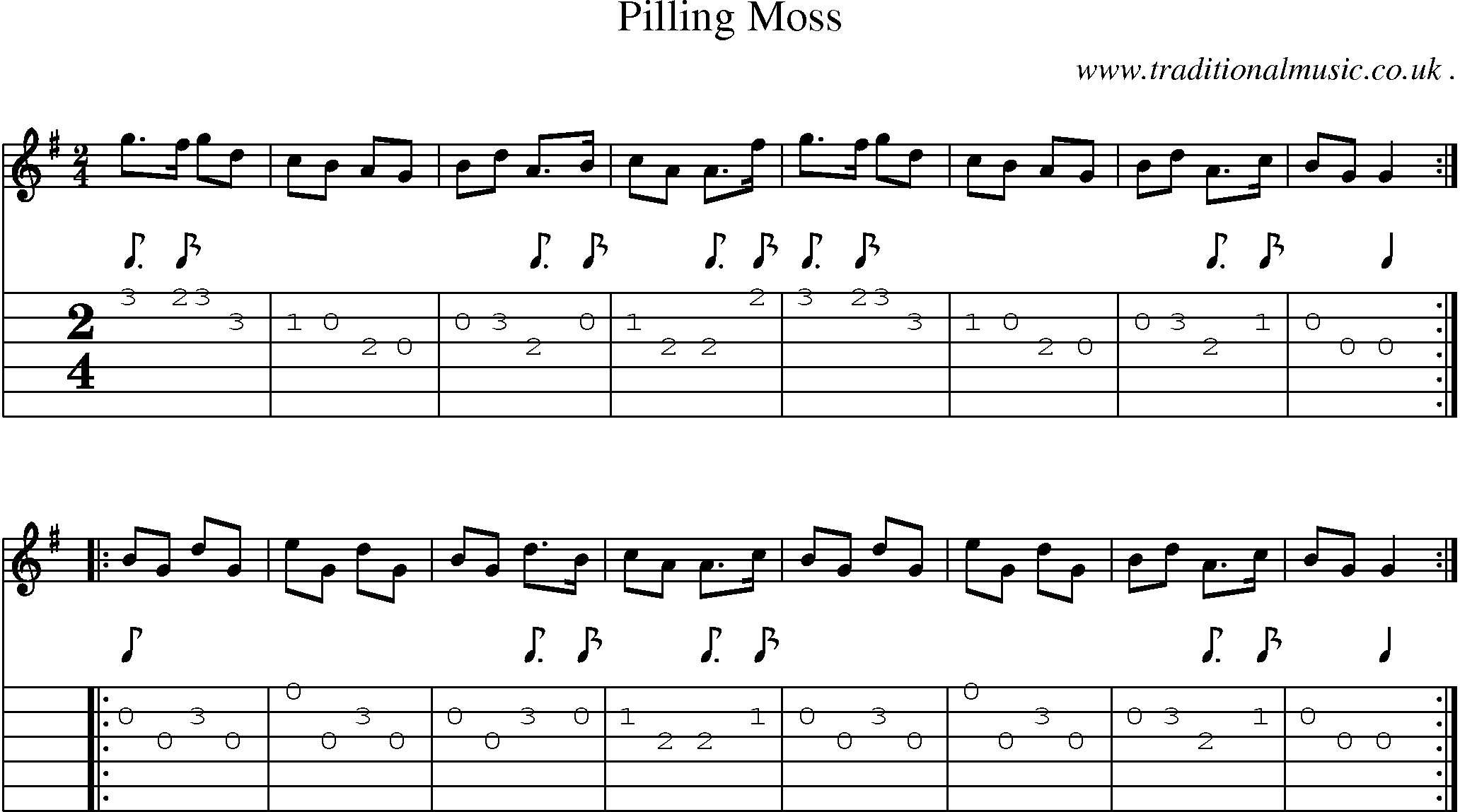 Sheet-Music and Guitar Tabs for Pilling Moss