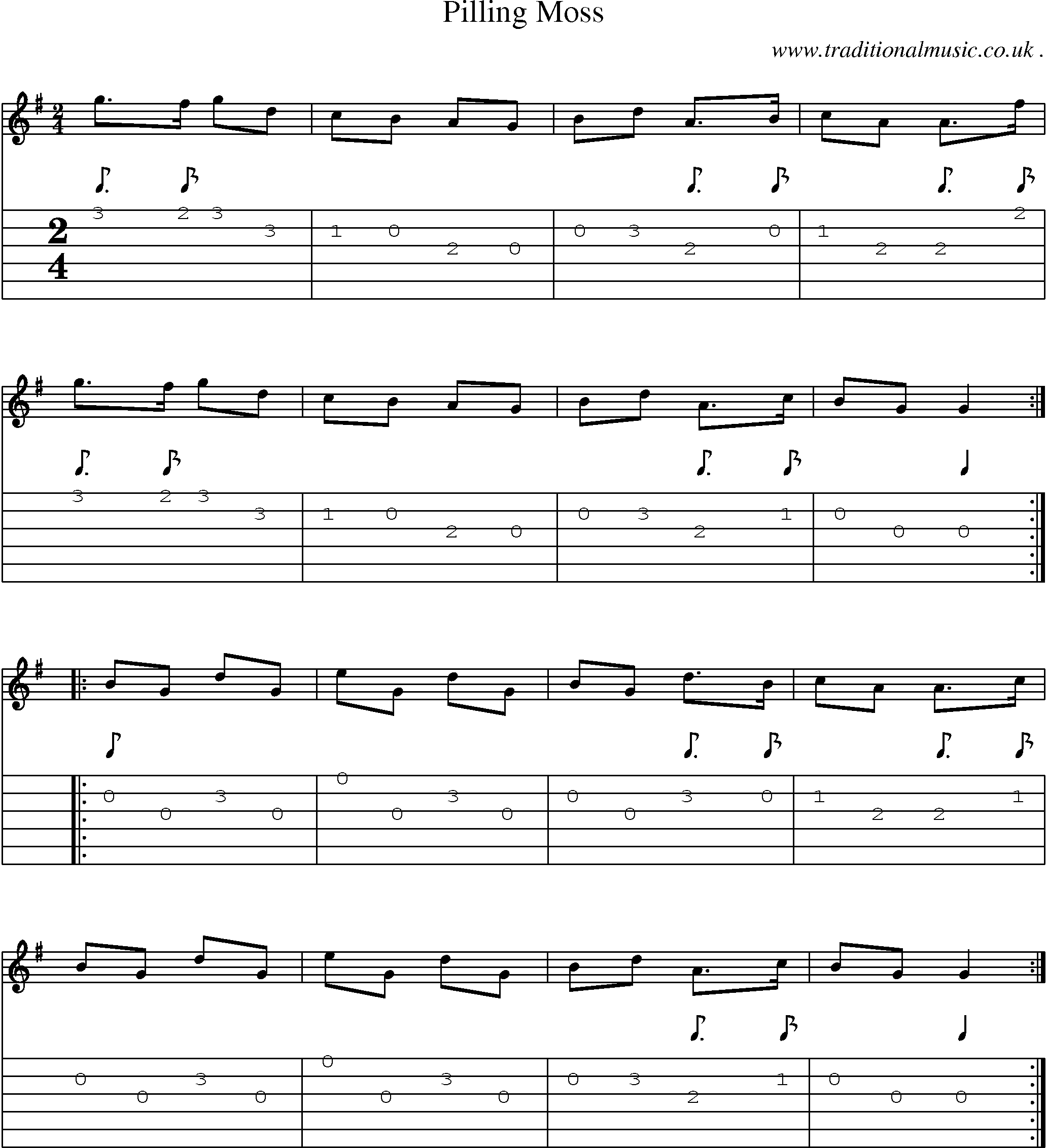 Sheet-Music and Guitar Tabs for Pilling Moss 