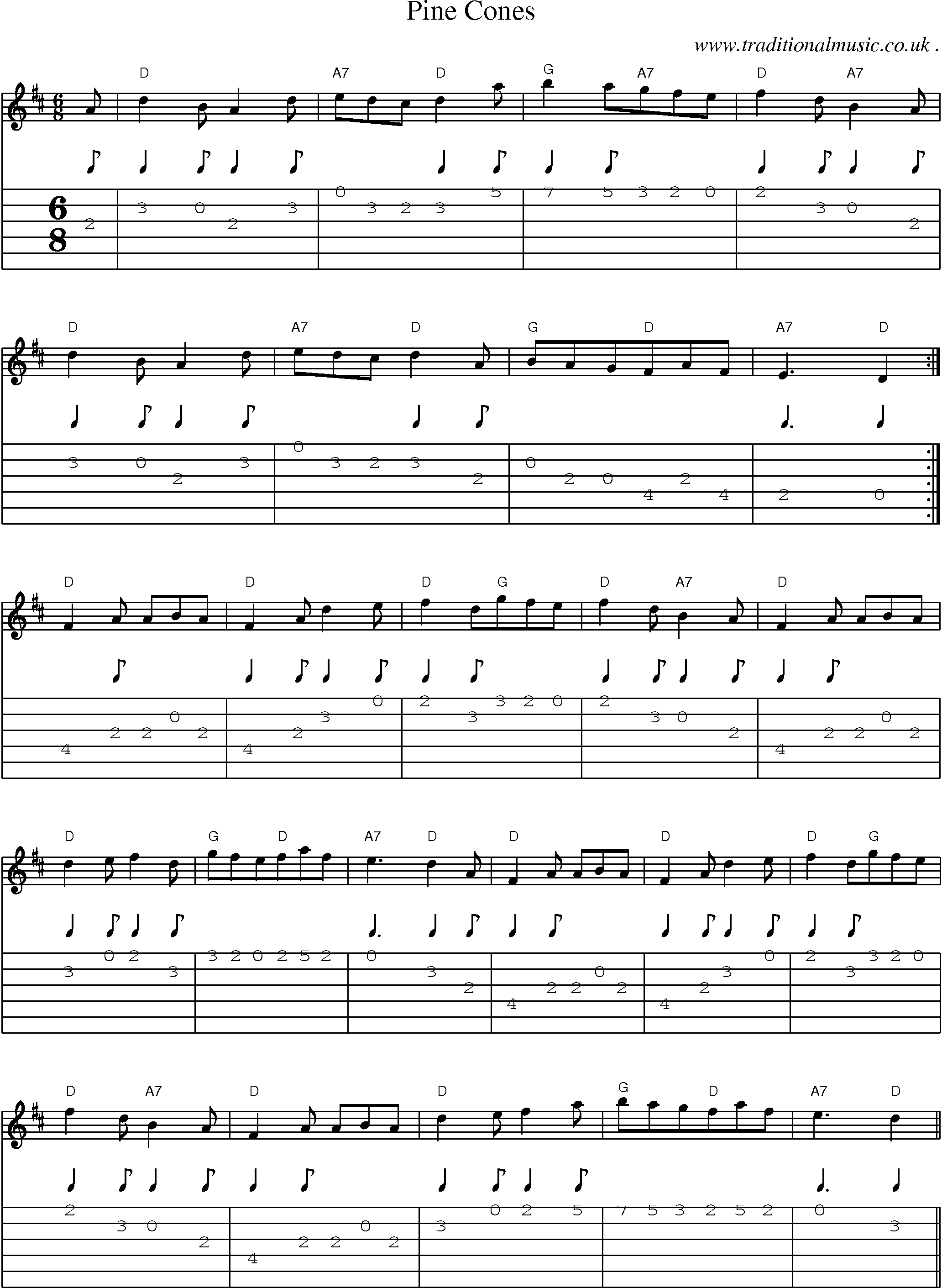 Sheet-Music and Guitar Tabs for Pine Cones