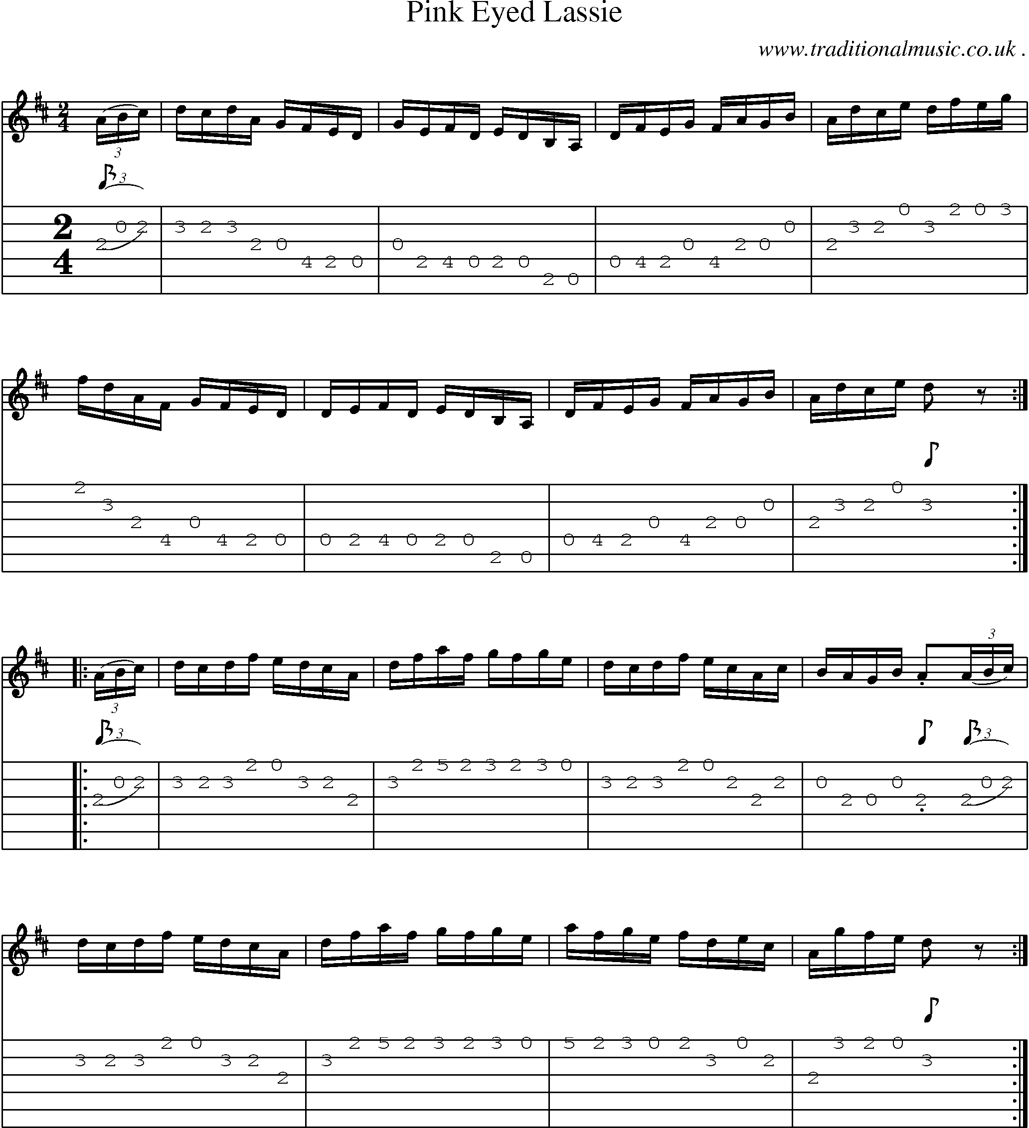 Sheet-Music and Guitar Tabs for Pink Eyed Lassie