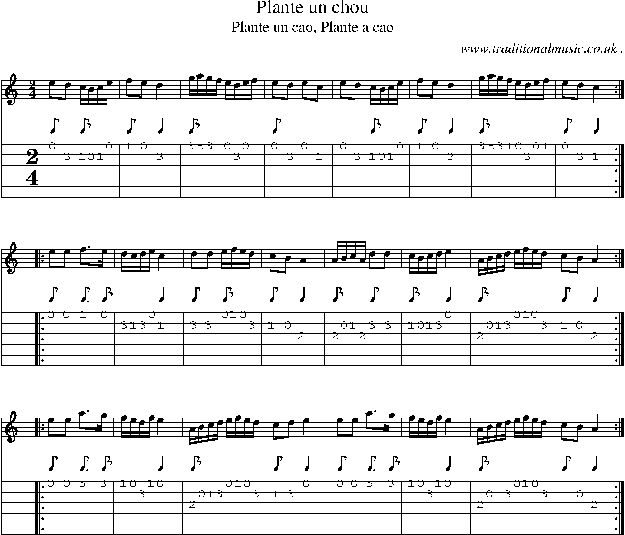 Sheet-Music and Guitar Tabs for Plante Un Chou