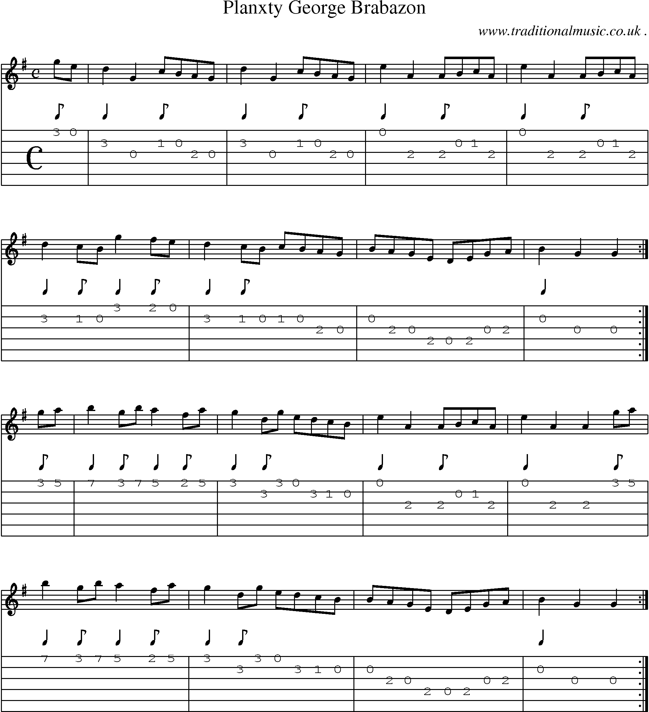 Sheet-Music and Guitar Tabs for Planxty George Brabazon