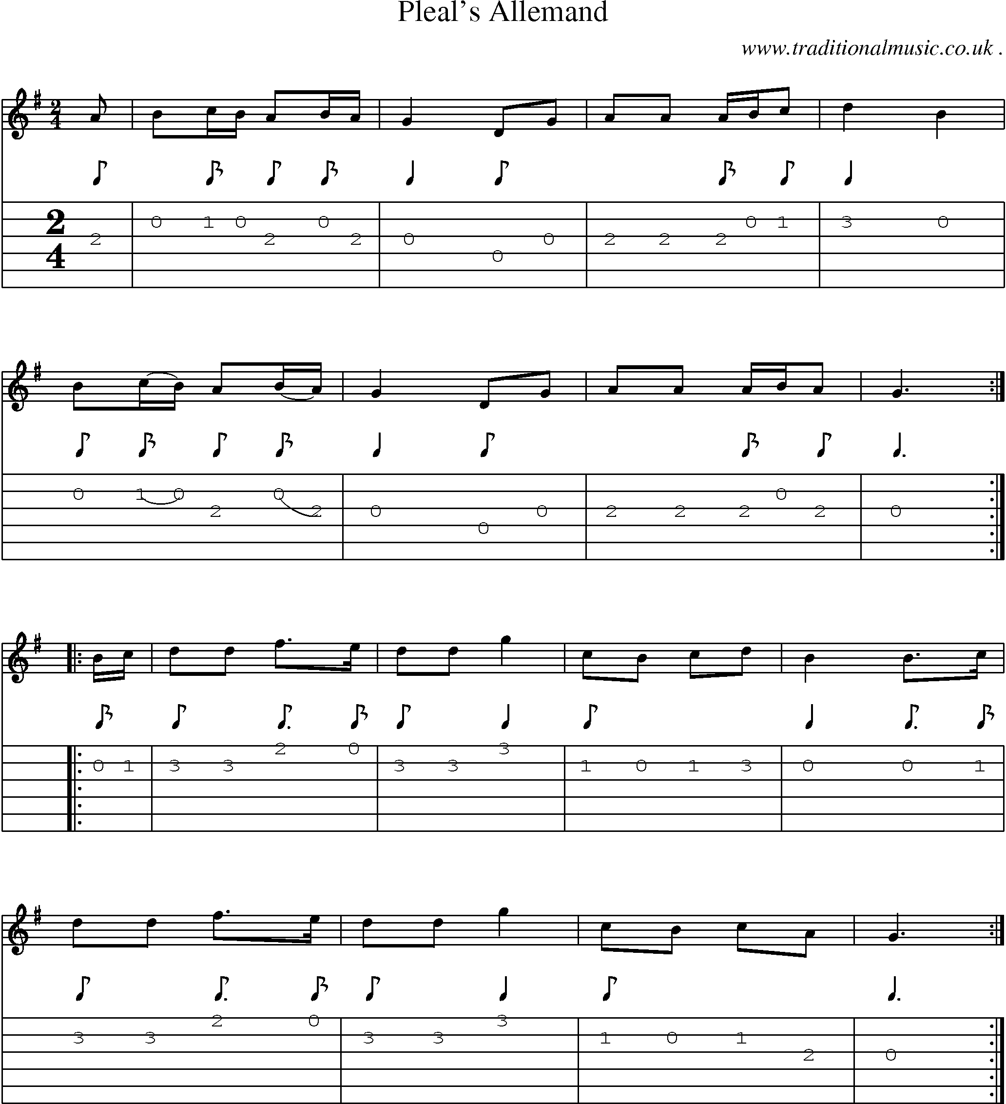 Sheet-Music and Guitar Tabs for Pleals Allemand