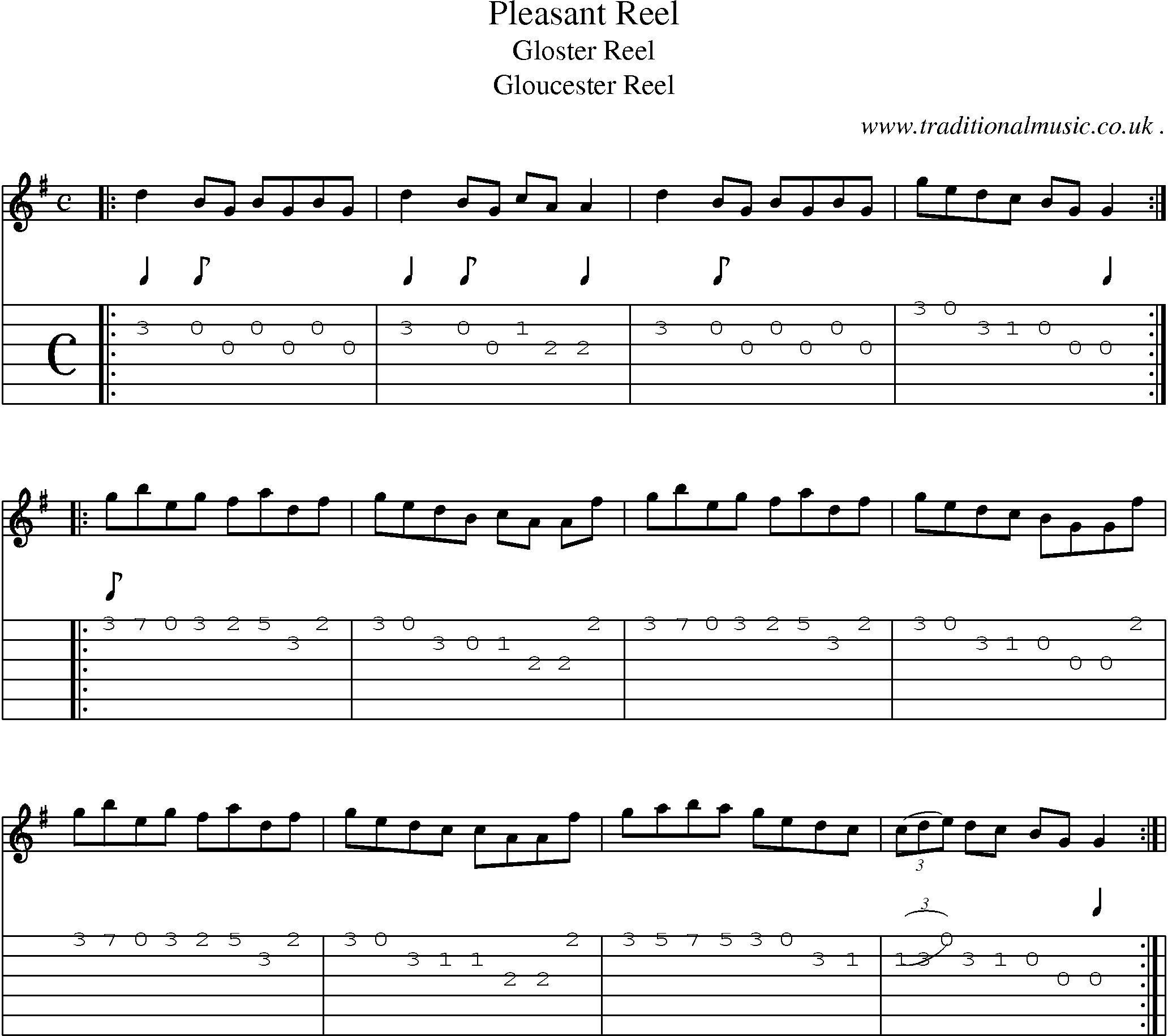 Sheet-Music and Guitar Tabs for Pleasant Reel